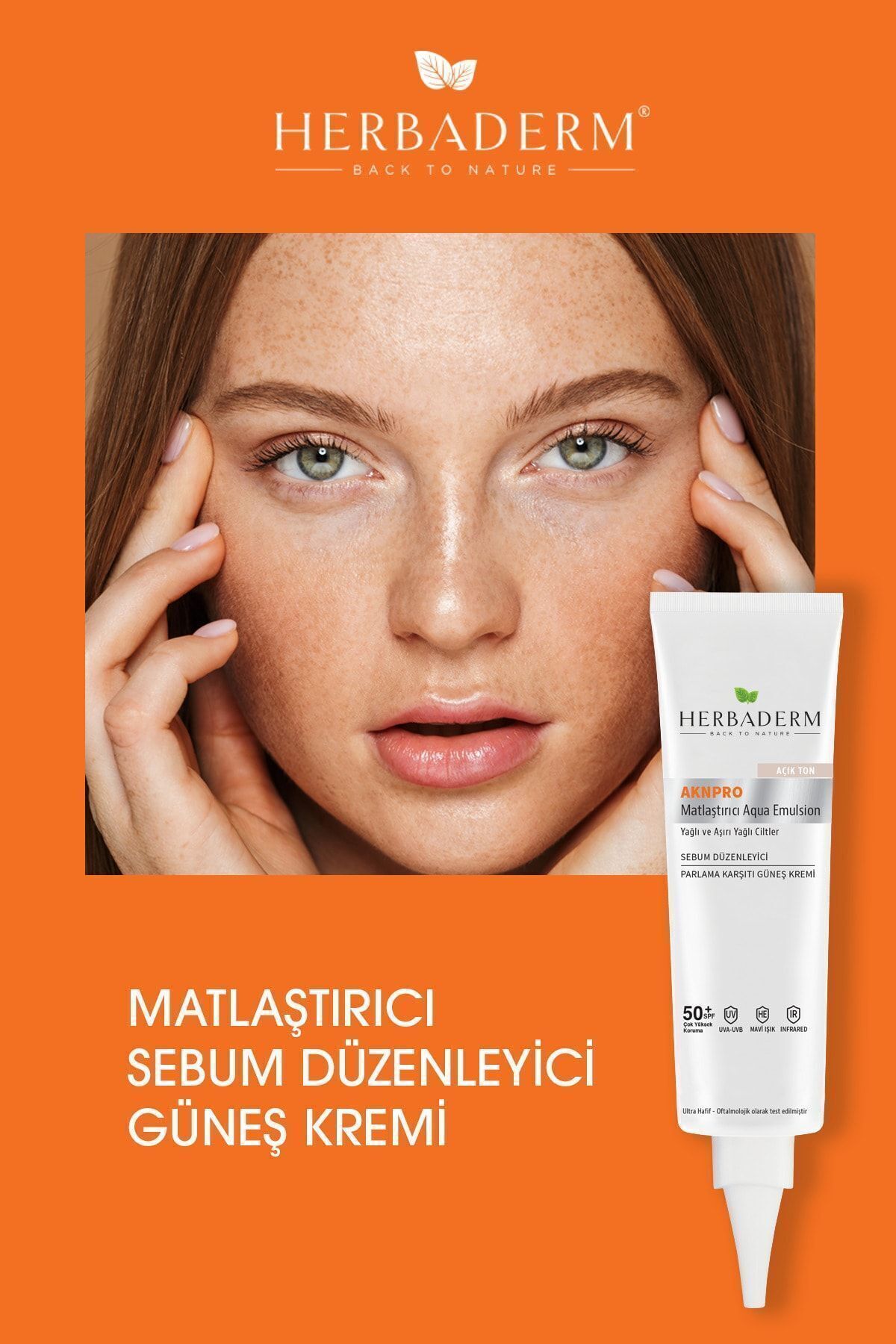Akne Ve Yağlanma Karşıtı, Matlaştırıcı Güneş Koruyucu Krem Spf 50 Renkli Açık Ton 40 ml — HERBA701470 — تصویر 5 از 8