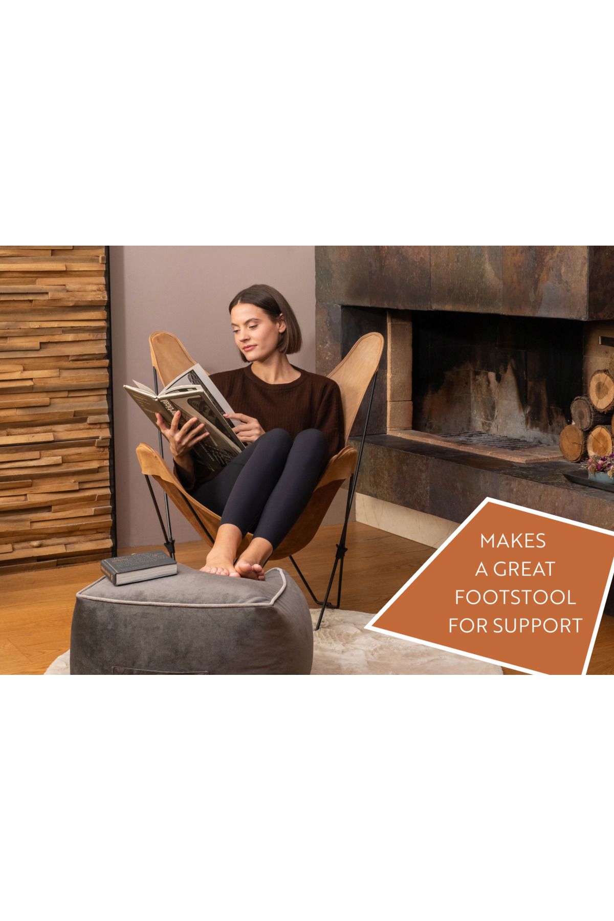 English Home-Pouf Hocker | Quadratischer Pouf | Hochwertiger Hocker | Pflegeleichter Pouf | Pouf Hocker fürs Wohnen 3