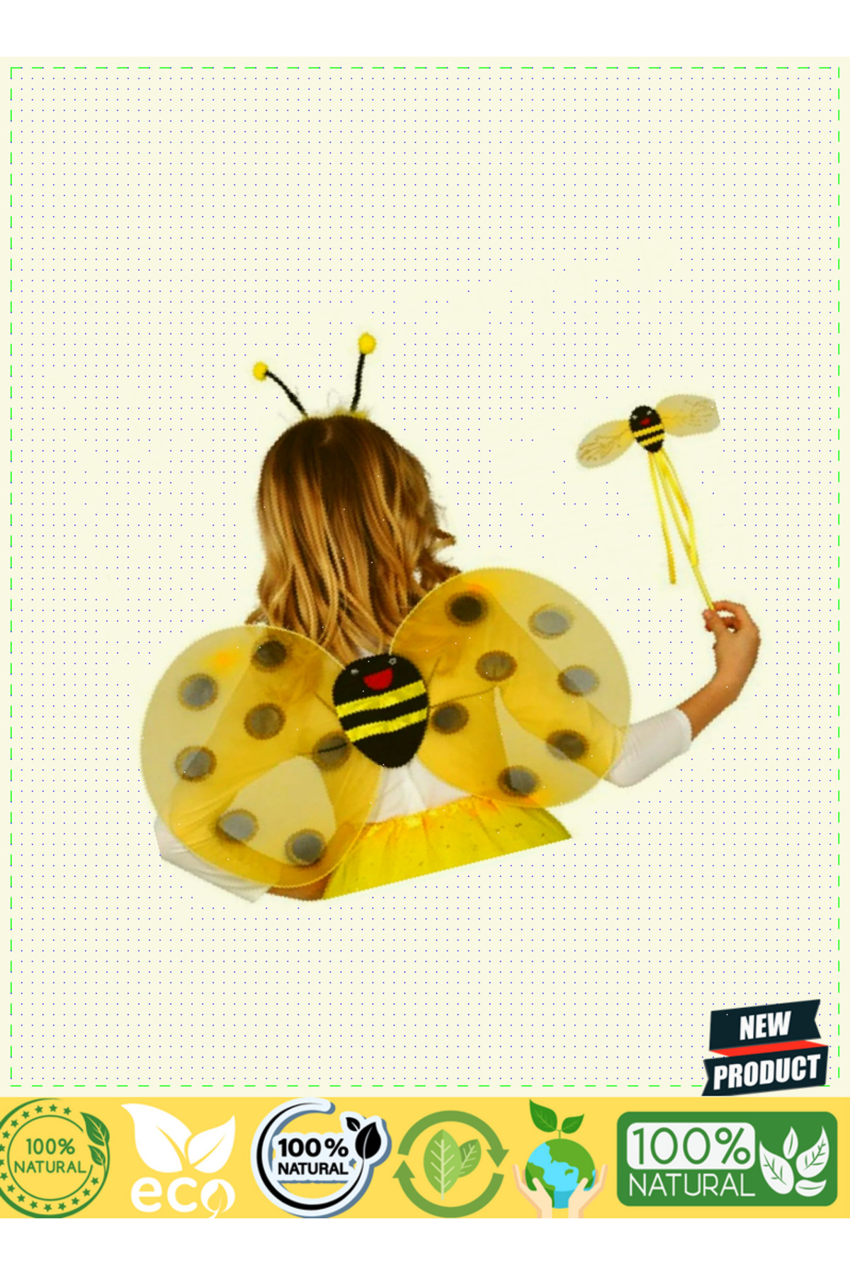 OMZ Arı Kanat Seti Kanadı Tacı Ve Asası 5 Litre Kız Erkek Çocuk Oyuncakları Eğitici Oyuncaklar