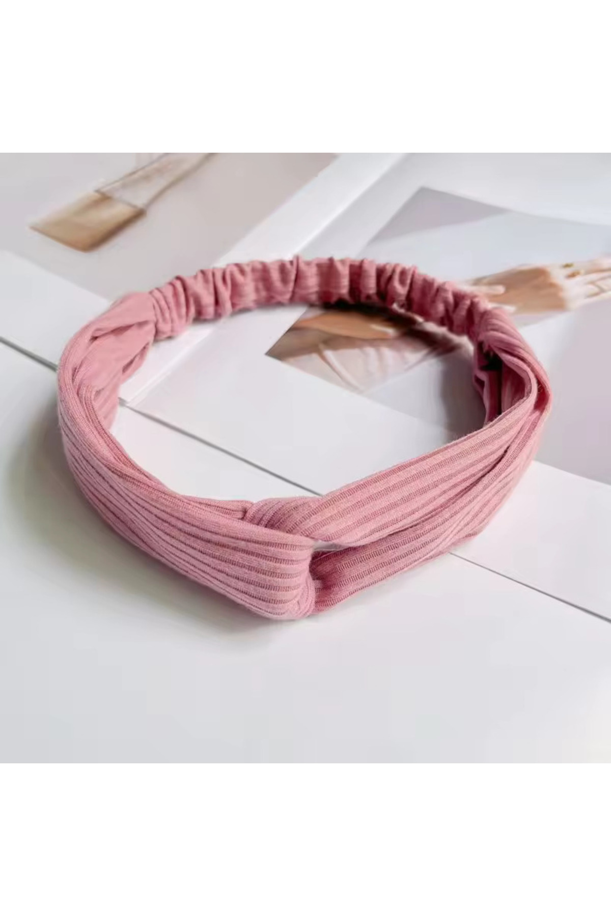 Yumuşak Dokulu Pastel Renkli Kumaş Taç/Saç Bandı Pembe