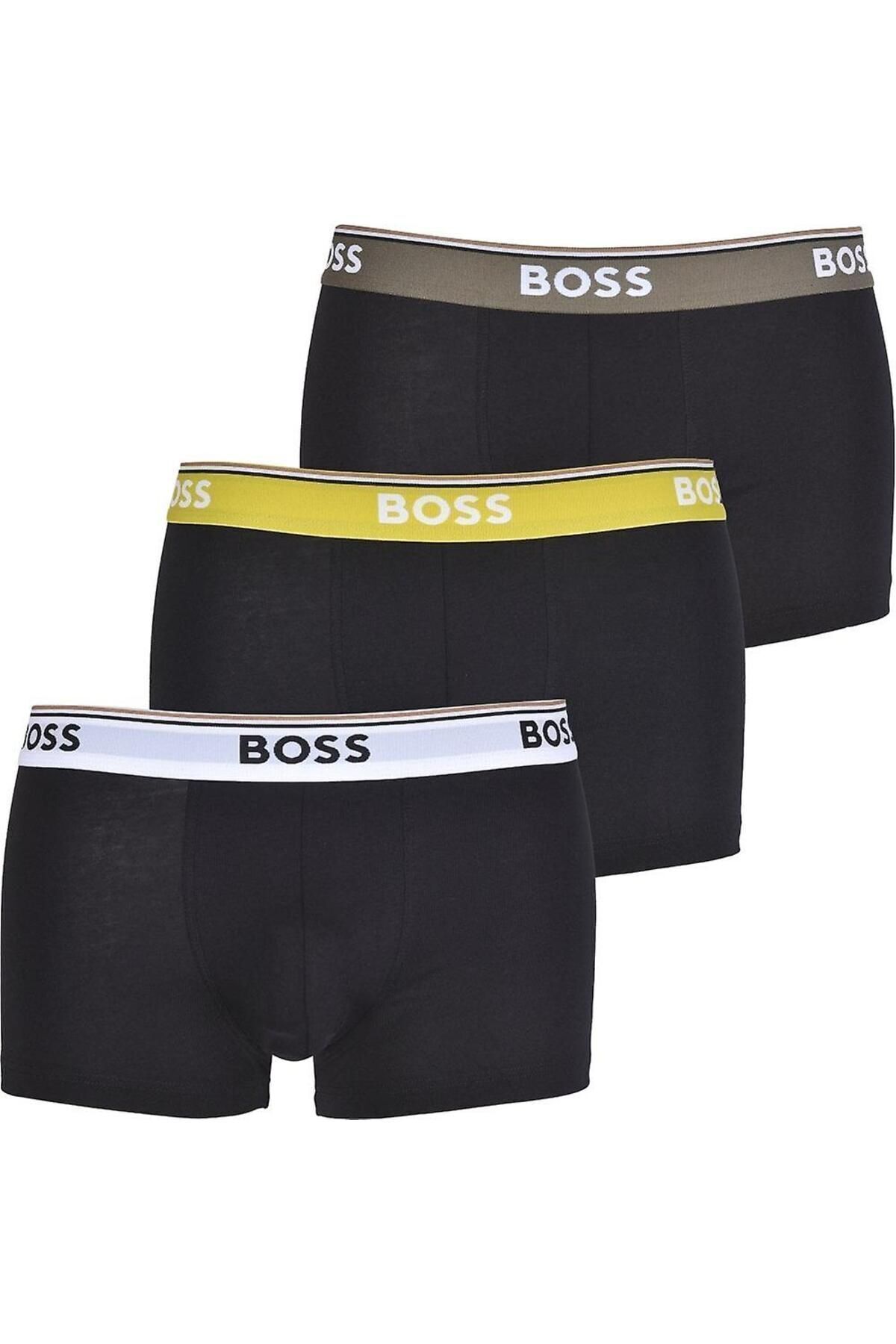 باس شورت باکسر مردانه با کمر کشی و لوگوی برند مشکی، کد ۵۰۴۹۹۴۲۰-۹۶۶