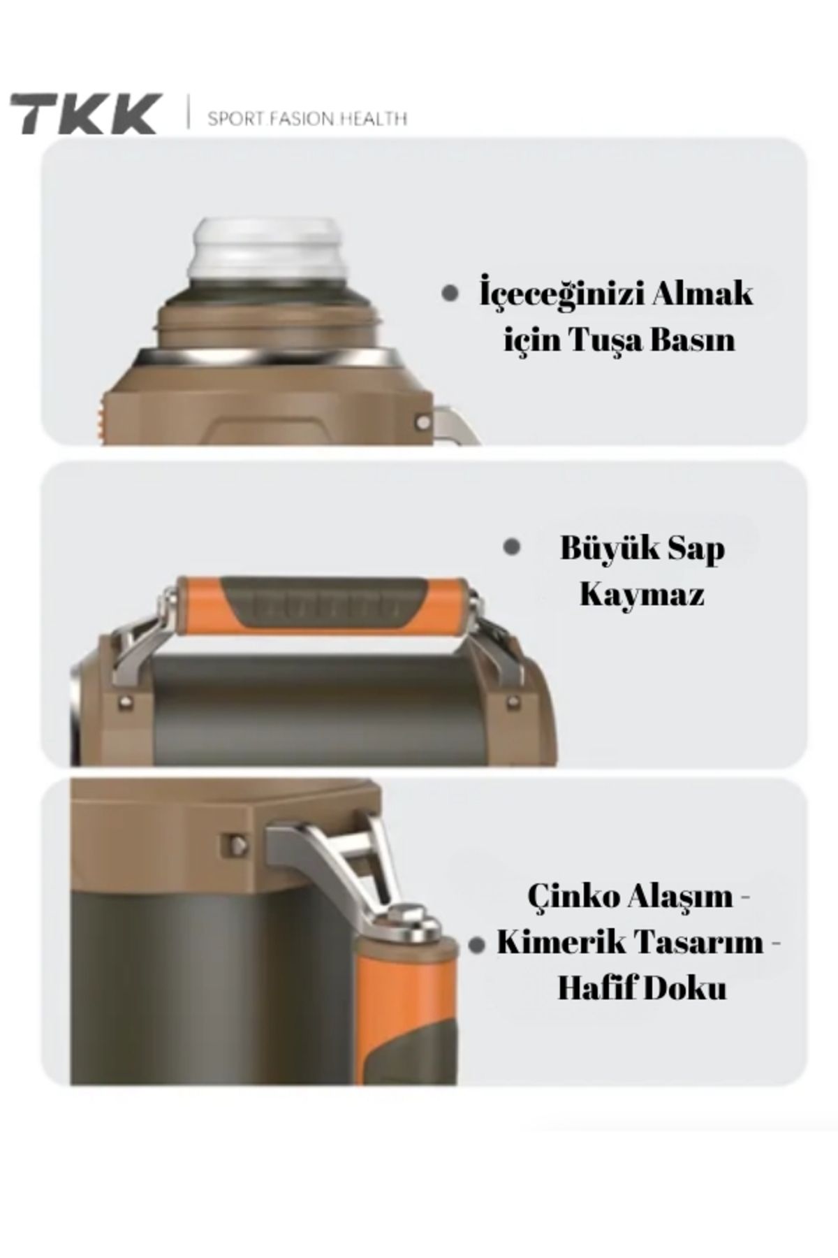 فلاسک مشکی 316 فولاد ضد زنگ ترموس حرفه ای 2000 میل. TKK