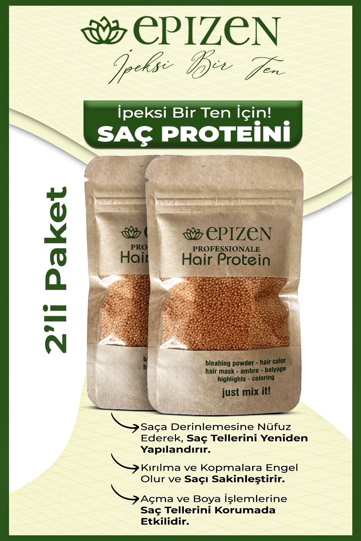 2x50gr Saç Bakım Proteini / Hair Protein- Saç Açma Ve Boya Işlemlerinde Yıpranmalara Karşı Özel Ürün