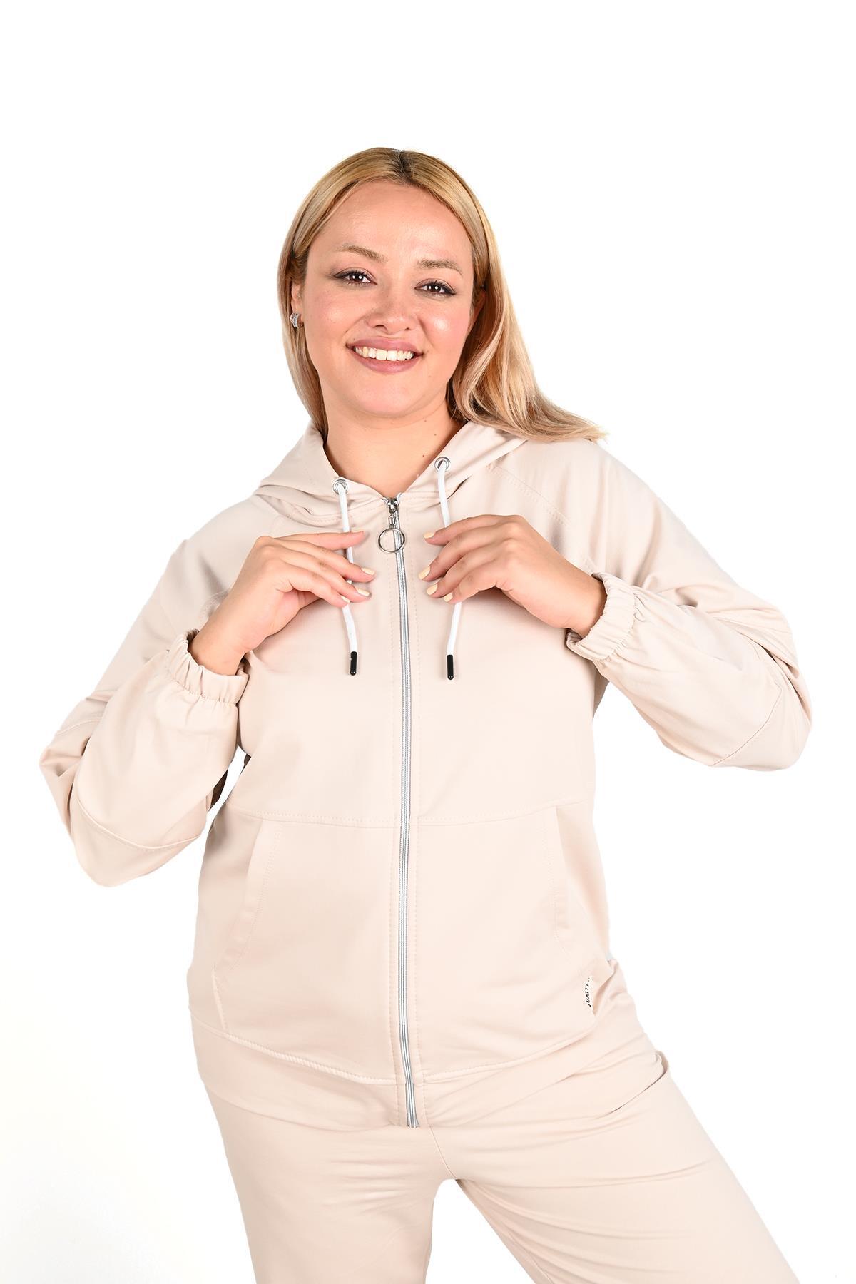 Koza Butik Kadın Büyük Beden Lastikli Eşofman Takımı 8044-24