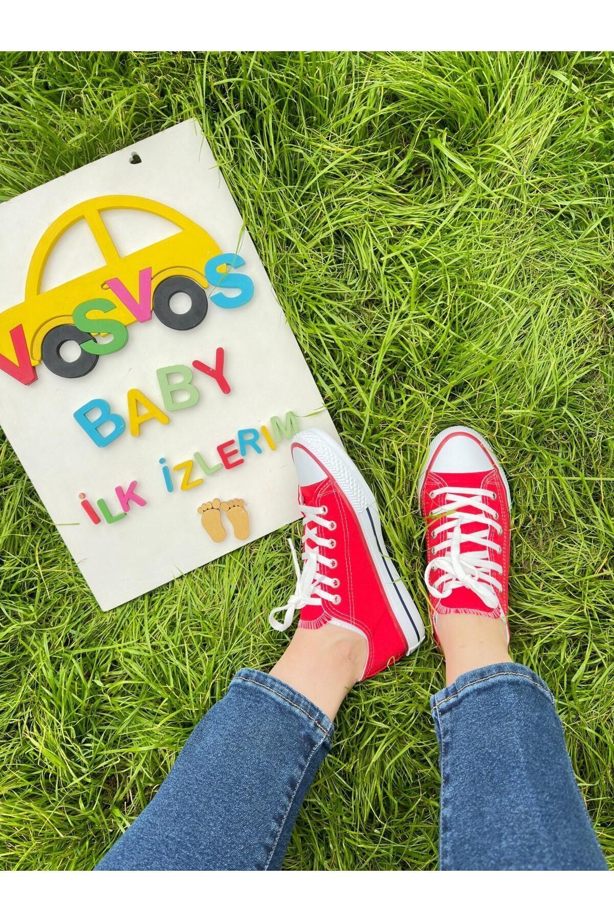 VOSVOSBABYSTORE KIRMIZI YETİŞKİN KETEN SNEAKER