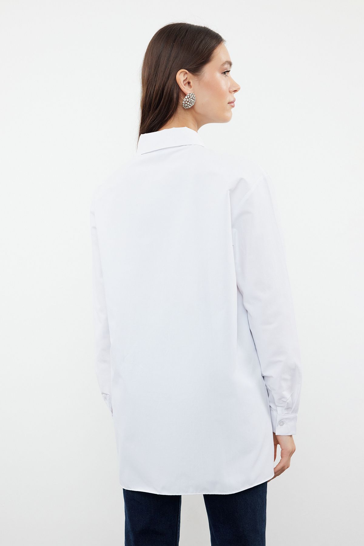 Trendyol Modest-White Woven Shirt with Shiny Sequin Detail - TCTSS24TG00081 5