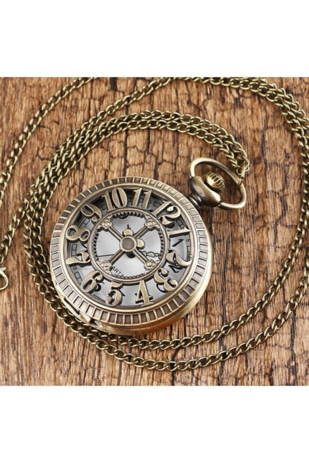 Hediye Sahibi-Wheeled Numerals Look Large Size Chain Clock Necklace 1