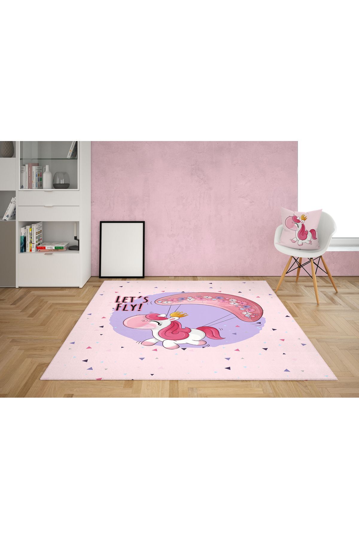 EVSEHOMES UÇAN UNICORN ÇOCUK ODASI TAKIM (FON PERDE- YATAK ÖRTÜSÜ VE YASTIK - HALI ) fotoğrafı 5 (önizleme)