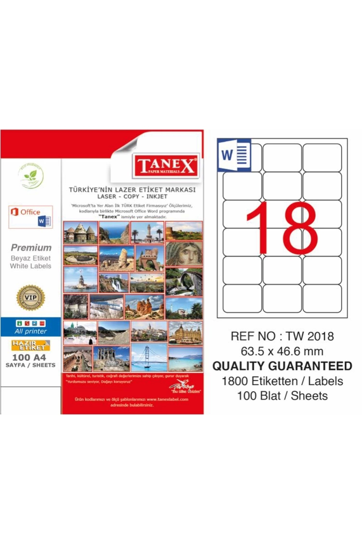Genel Markalar 63.5 X 46.6 LASER ETİKET TW-2018 - Fiyatı, Yorumları