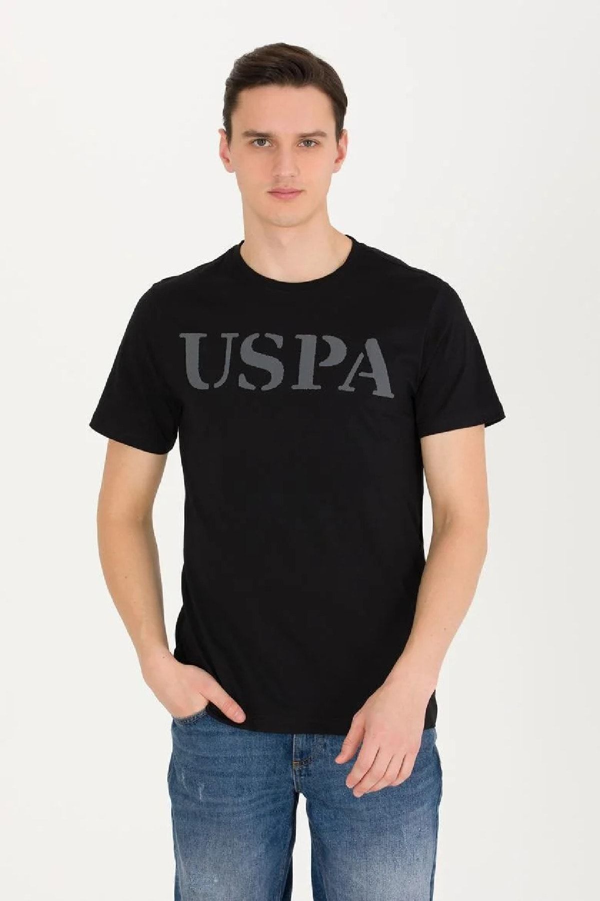 تی شرت مشکی مردانه سیاه تیشرت یقه خدمه پایه اورجینال U.S. Polo Assn.