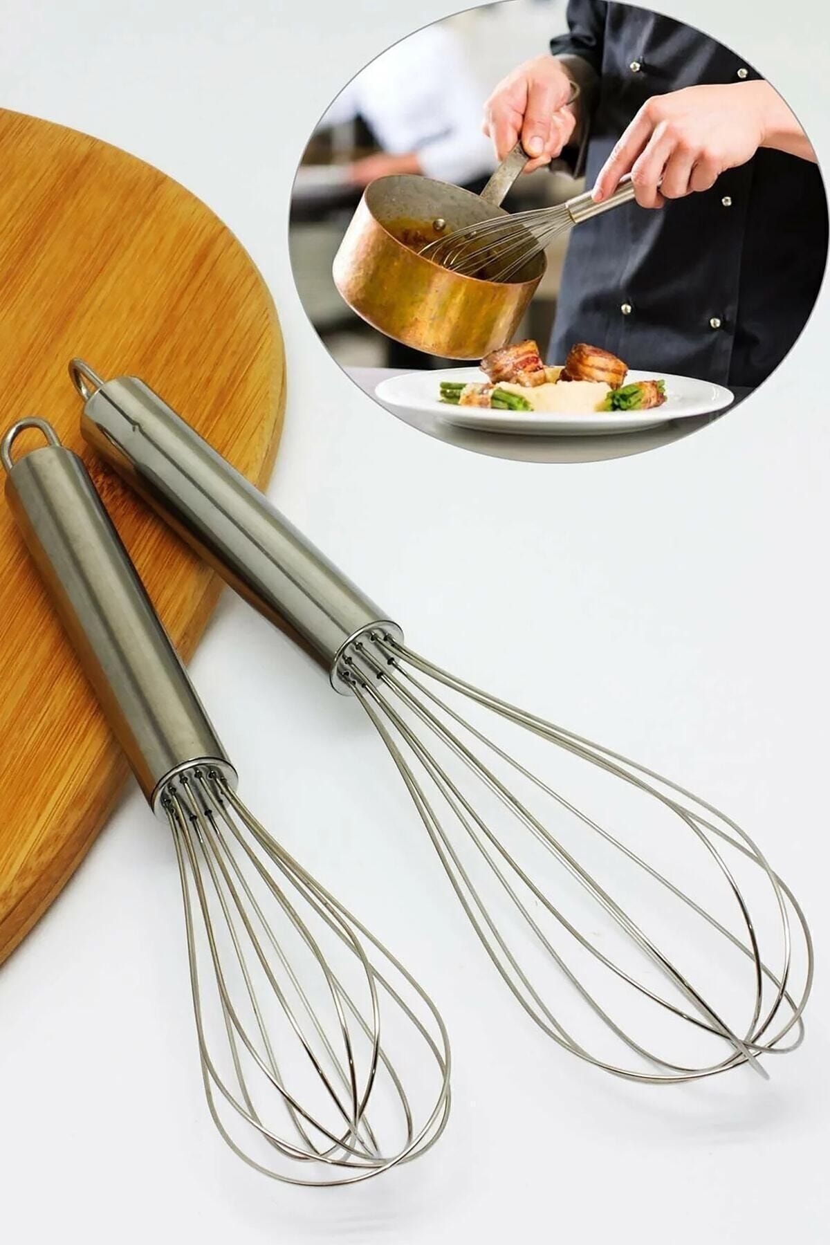 Kitchen Beauty Paslanmaz 2li *21+25 Cm Çırpıcı Yumurta Yoğurt Çırpıcı