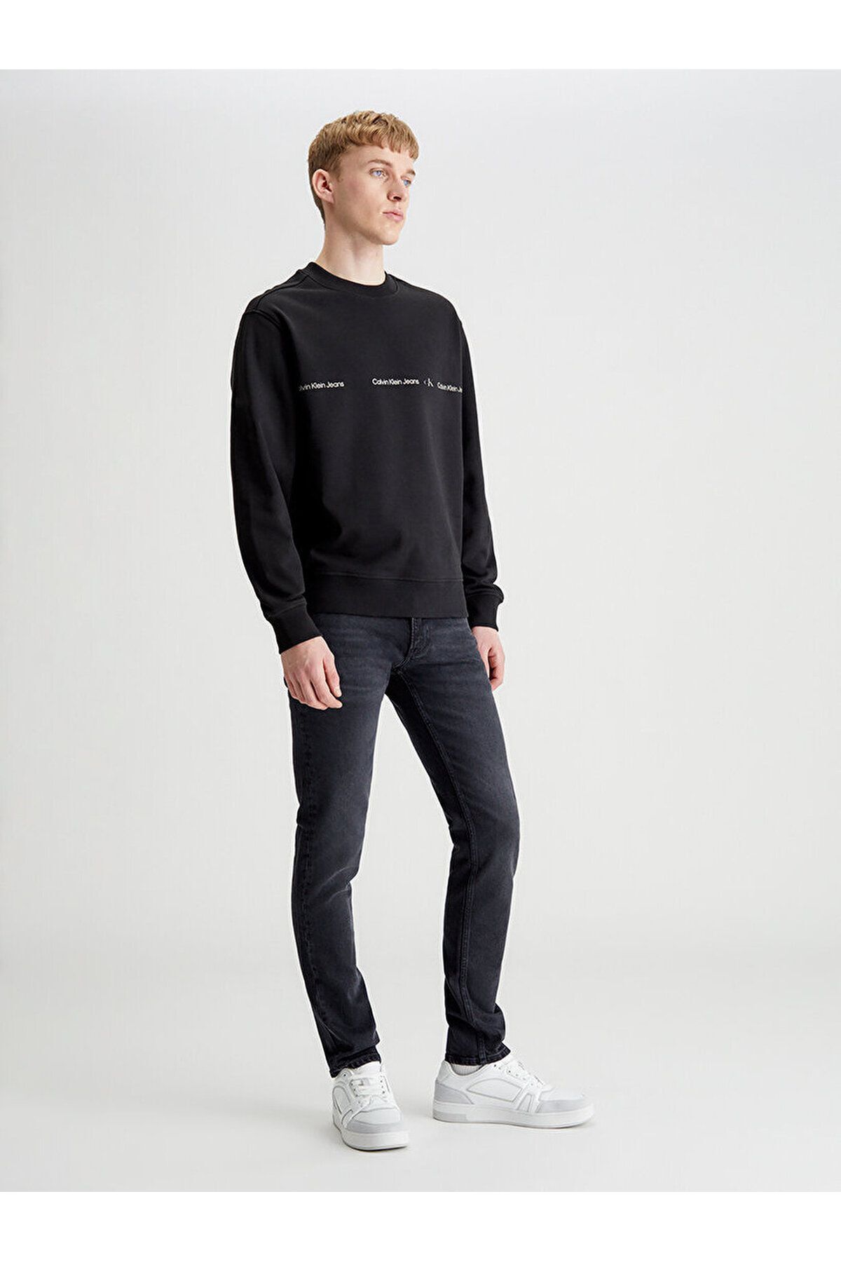 سویشرت مشکی مردانه قالب عادی با نام تجاری شبانه روز پیراهن سیاه J30J324624 beh Calvin Klein
