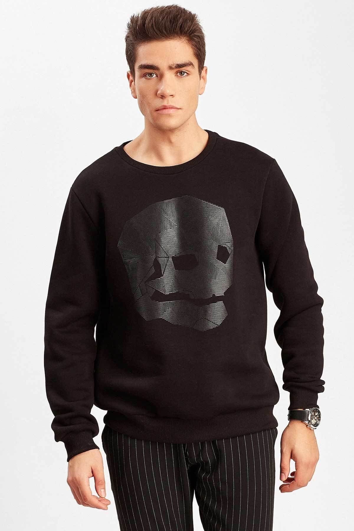 Siyah Erkek Sweatshirt | ME19W224276