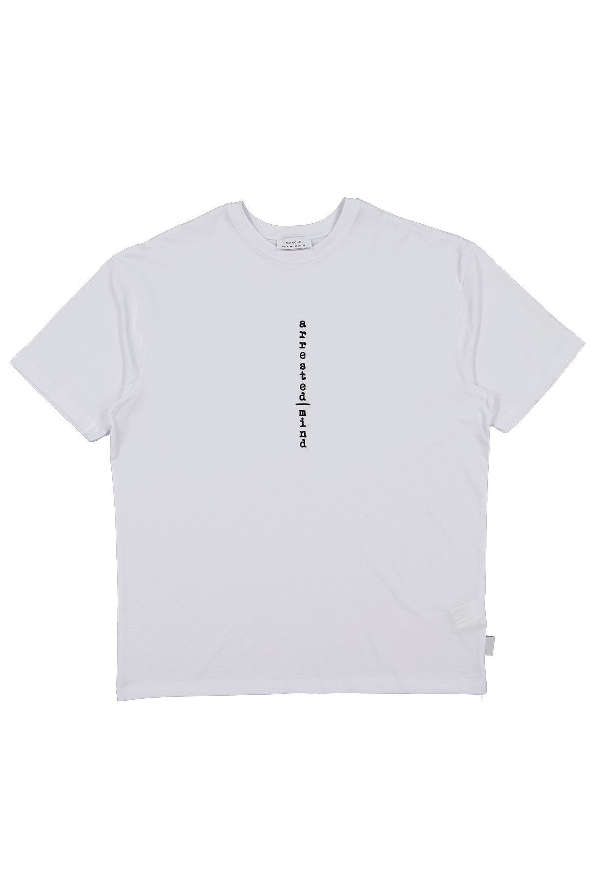 Beyaz Bisiklet Yaka Erkek T-Shirt