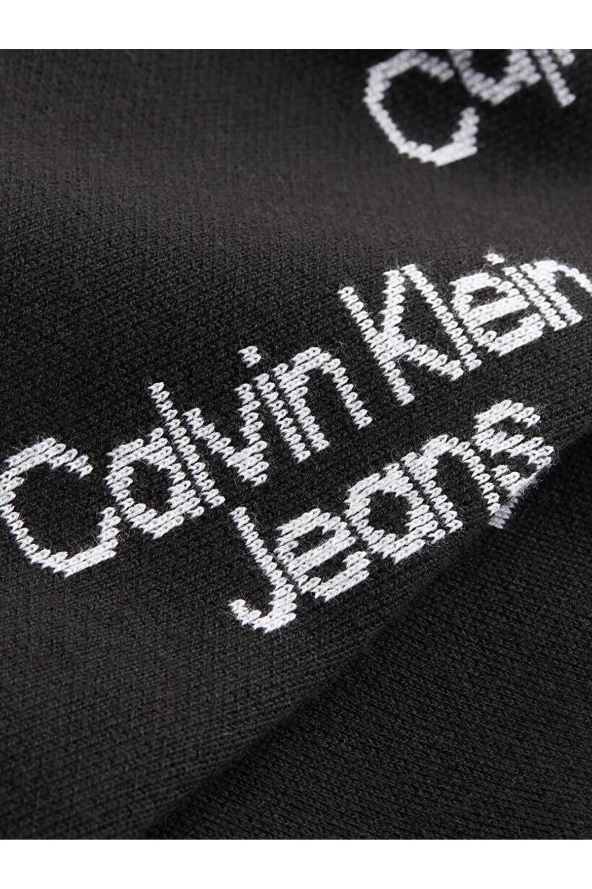پلیور مشکی مردانه ژاکت AOP آرم انباشته اورجینال Calvin Klein
