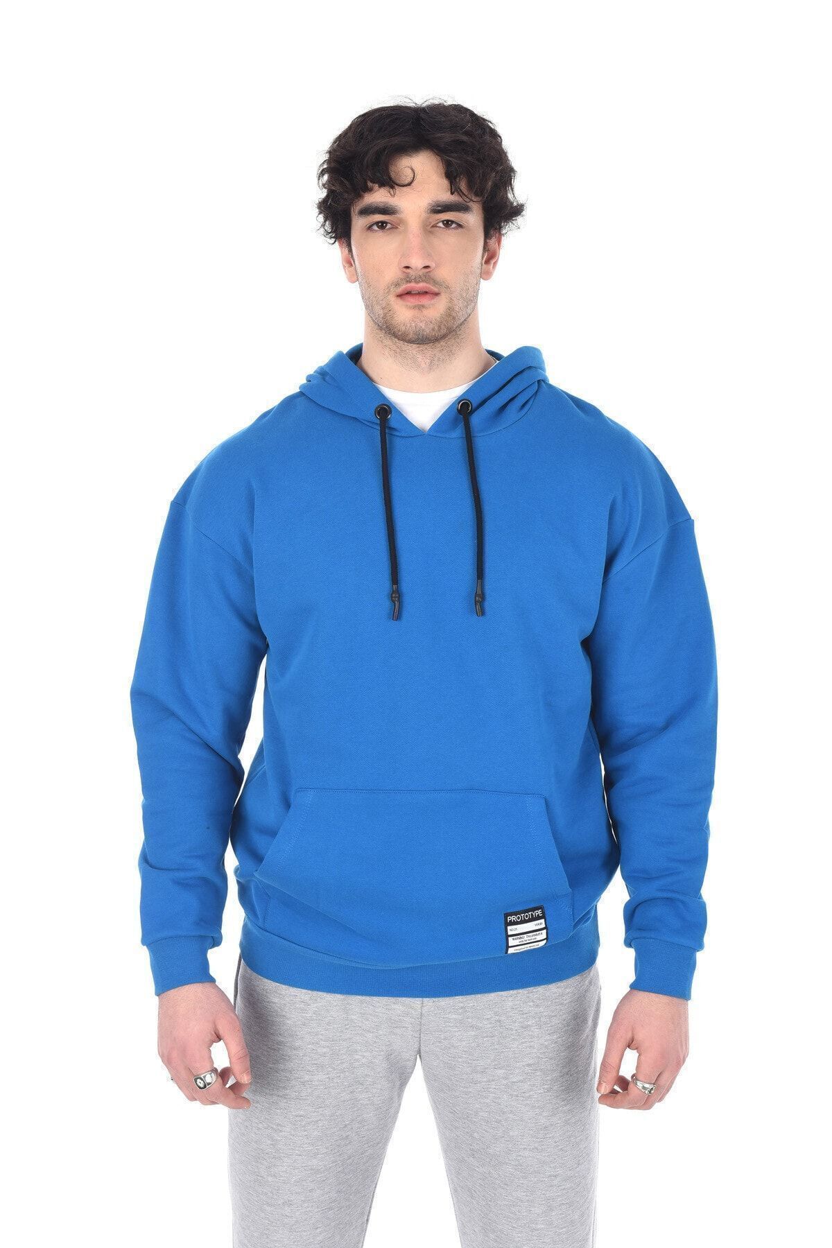 Saks Kapüşonlu Kanguru Cepli Oversıze Sweat | ME21W225128
