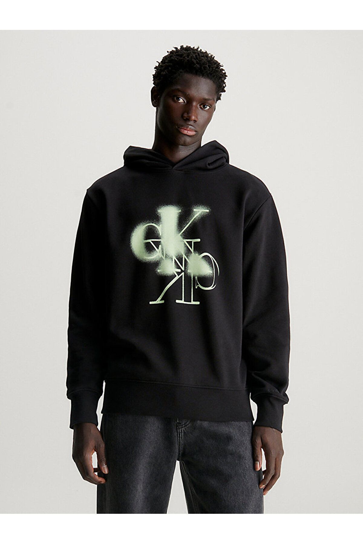 سویشرت مشکی مردانه قالب عادی با نام تجاری روزانه پیراهن سیاه J30J324630 BEH Calvin Klein