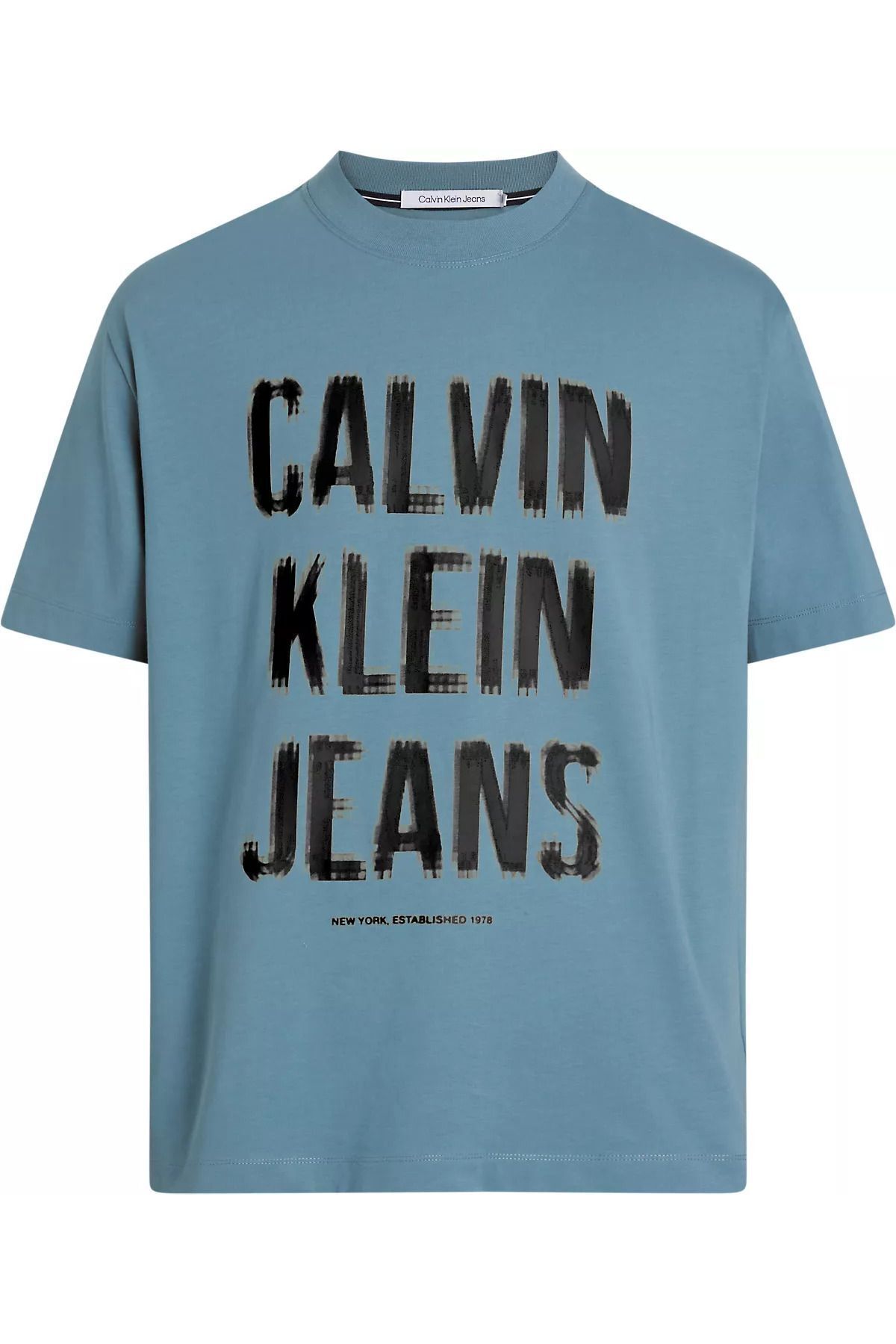 تی شرت آبی مردانه پنبه آرم برند روزانه از J30J324648 CFQ استفاده کنید Calvin Klein