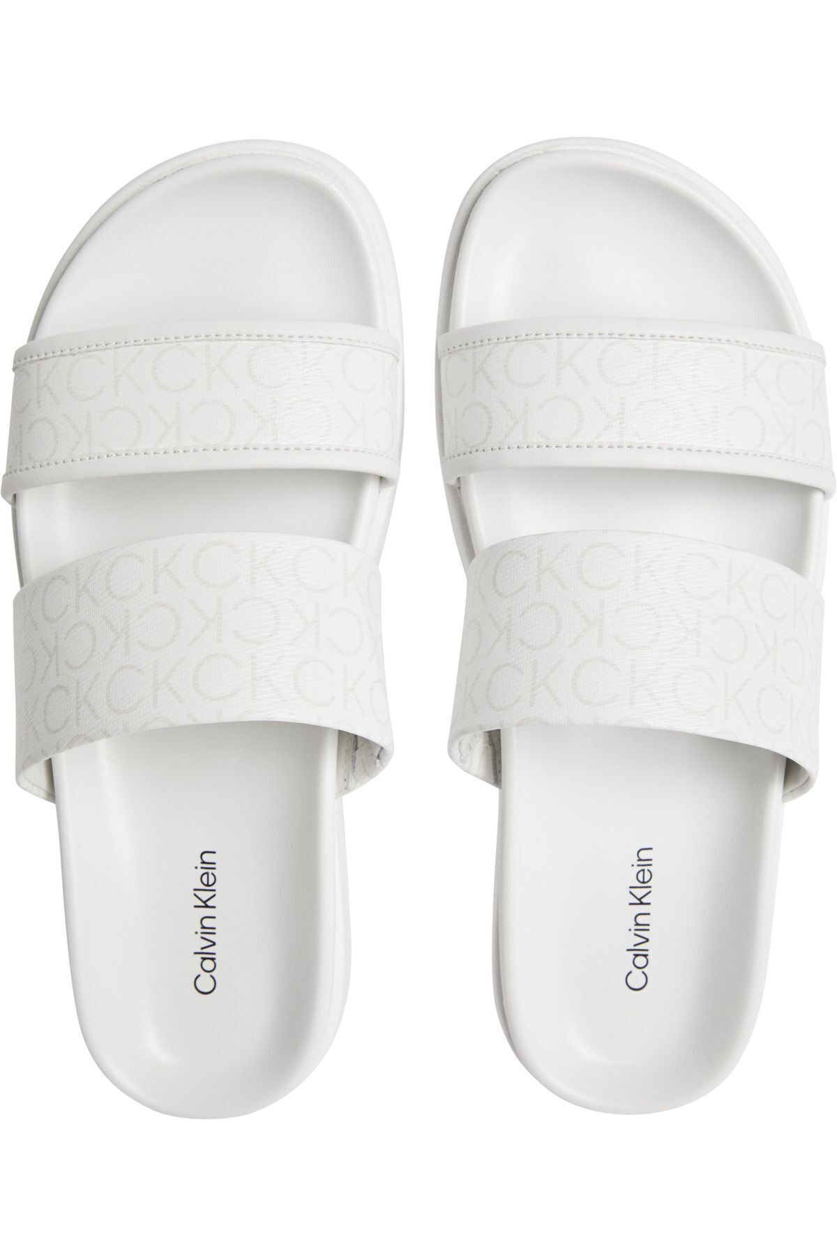 صندل سفید زنانه اسلاید مسطح Epi Mono اورجینال Calvin Klein