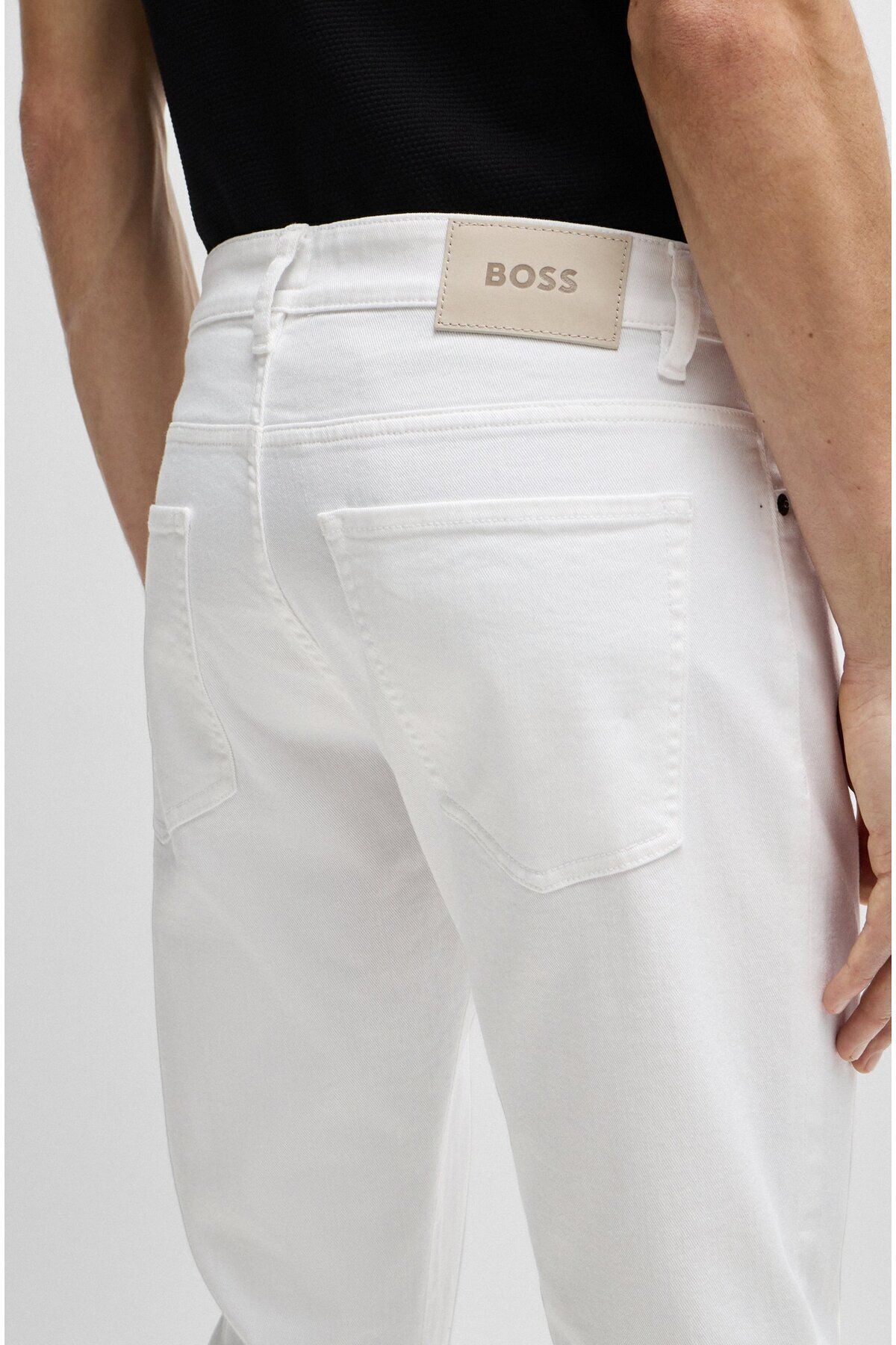 شلوار جین سفید مردانه مدل ساده روزانه استفاده از 100 BOSS