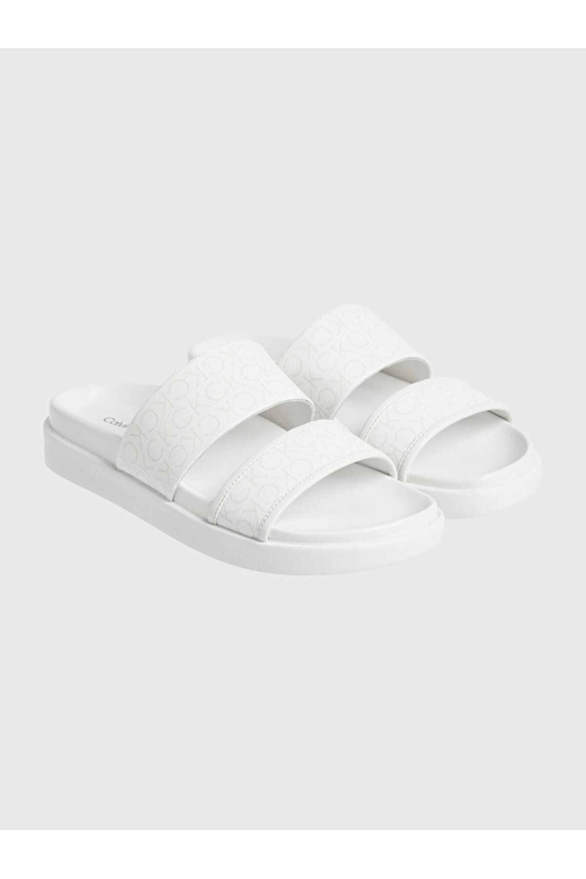 دمپایی سفید زنانه ورود برند مبتنی بر با یک راحت HW0HW01957 0K6 Calvin Klein