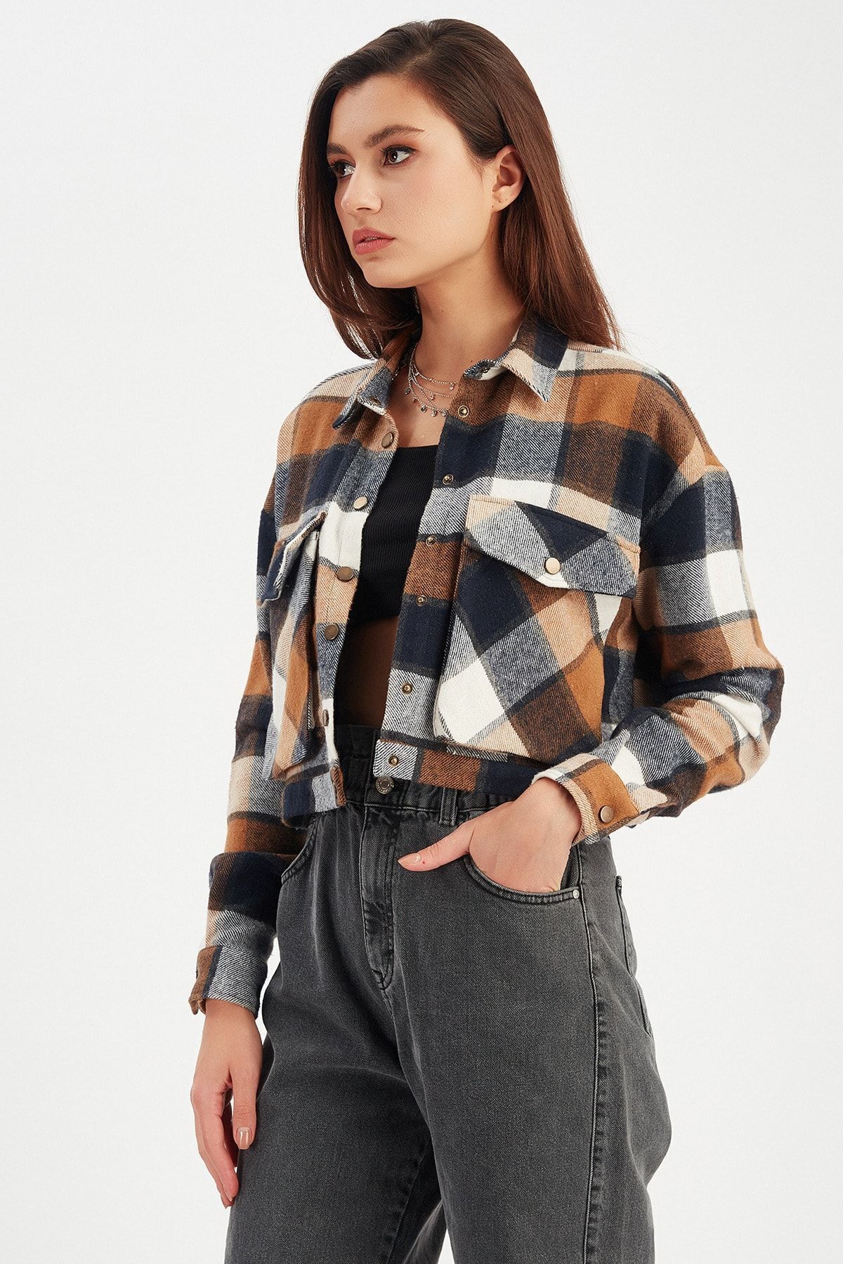 Sarı Kadın Crop Cepli Ceket | MK21W352963