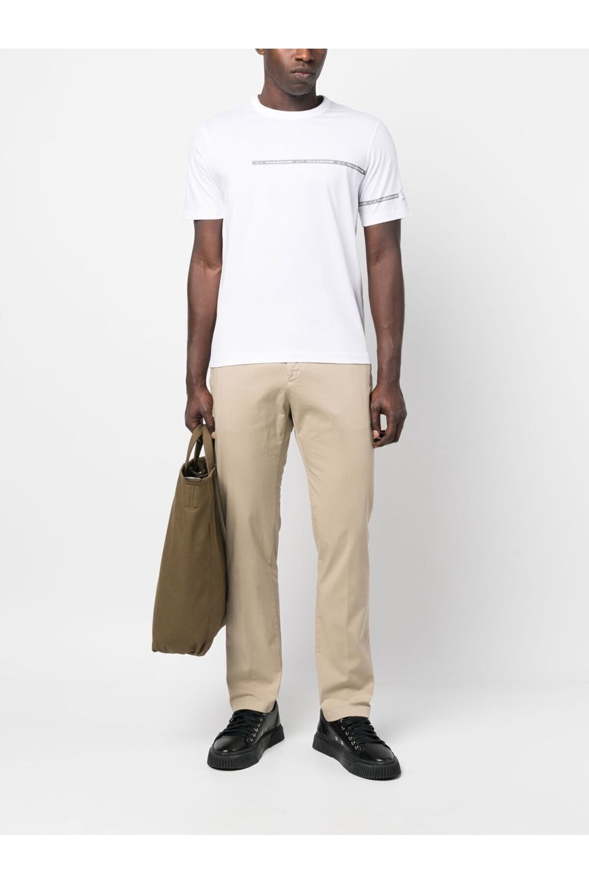 PAUL&SHARK-Ανδρικό λογότυπο Basic Regular Fit κοντομάνικο λευκό μπλουζάκι 23411033A-010 4