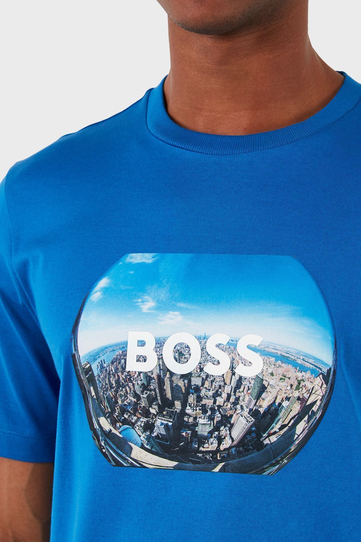 تی شرت آبی مردانه پنبه مناسب دوچرخه Yaka Tring 's 423 BOSS