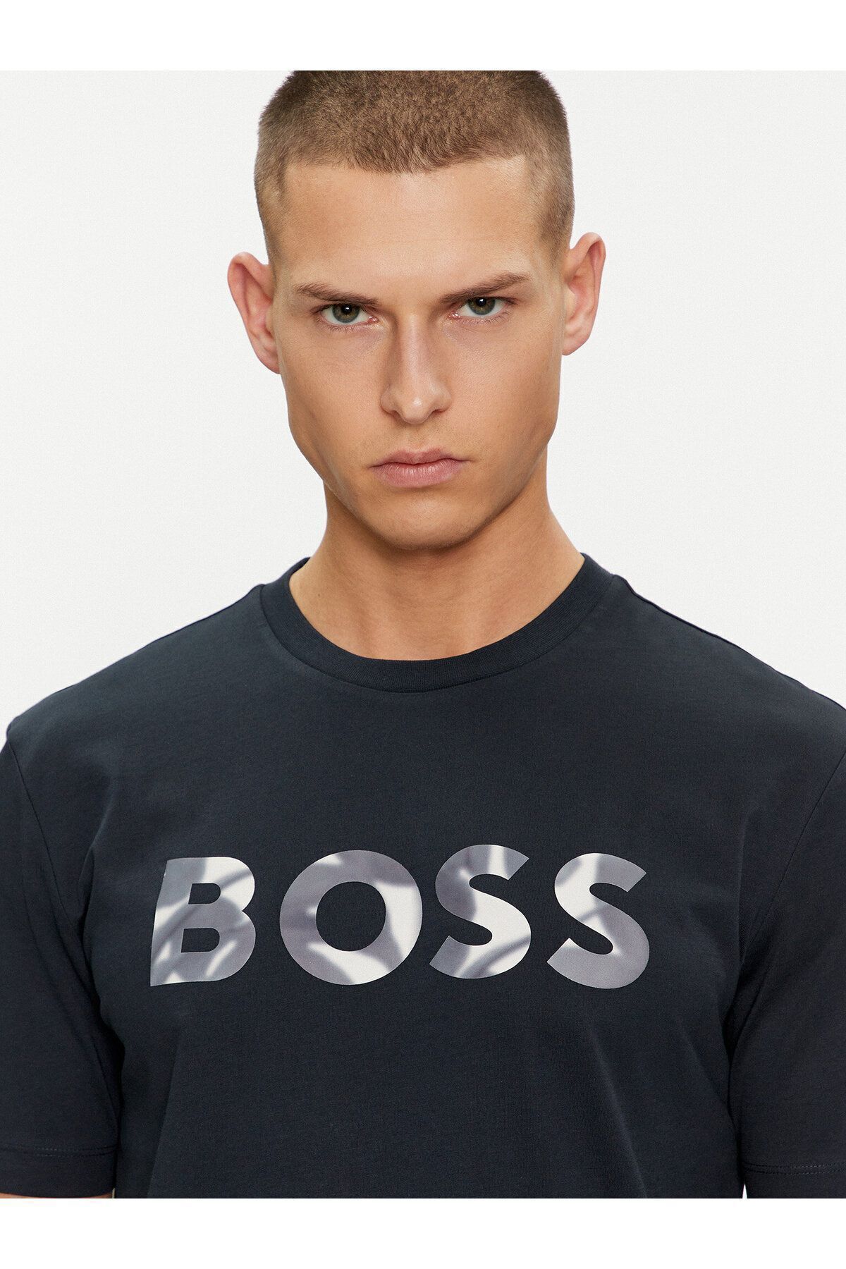 تی شرت آبی مردانه دوچرخه سواری مسطح کوتاه آستین مناسب Yaka Navy Blue 404 BOSS