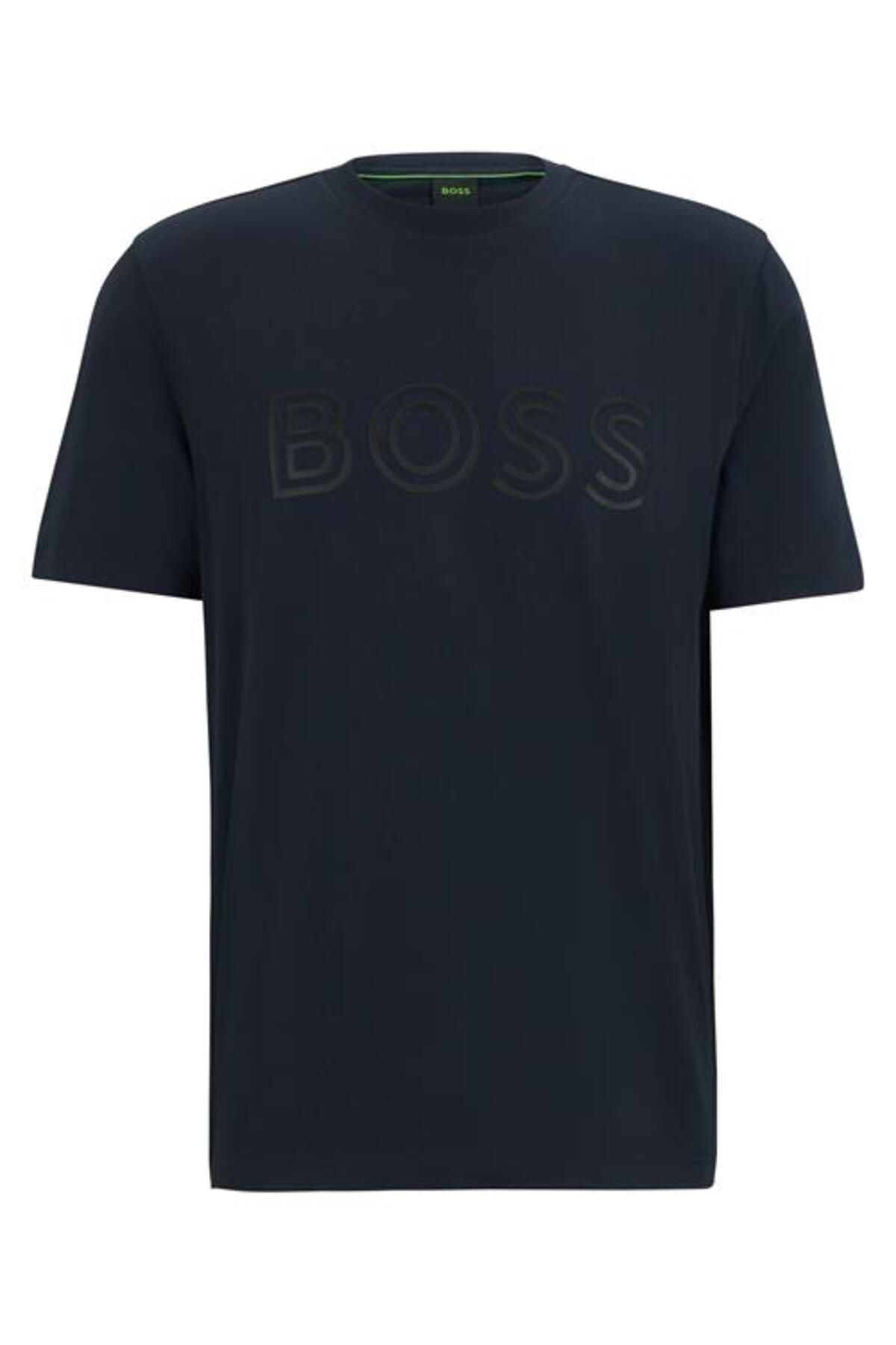 تی شرت مردانه آرم بزرگ مارک آقایان ZEROL COLLAR ARM BLUY BLUE 50519358 402 BOSS