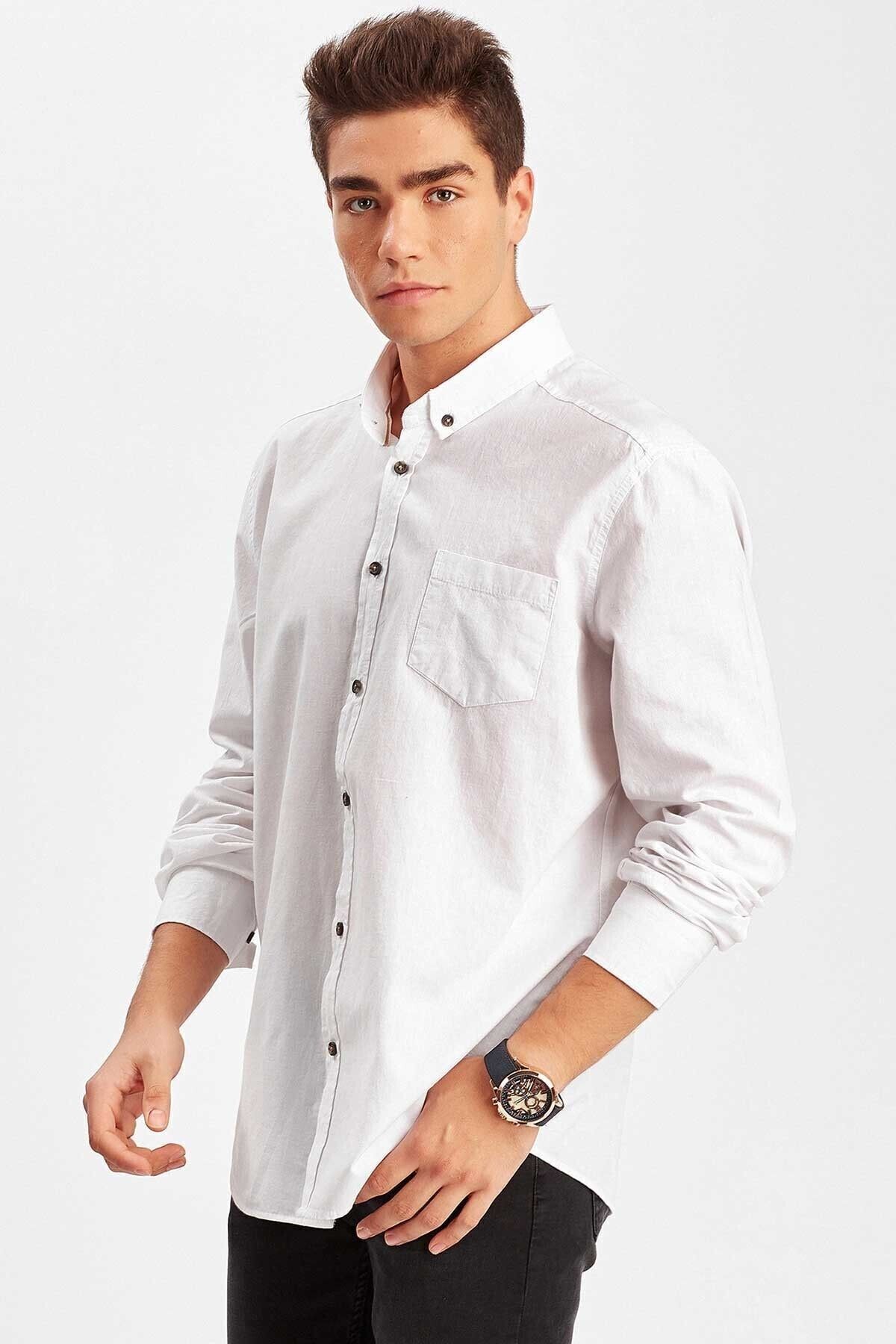Beyaz Tek Cep Poplin Gömlek | ME19W112199