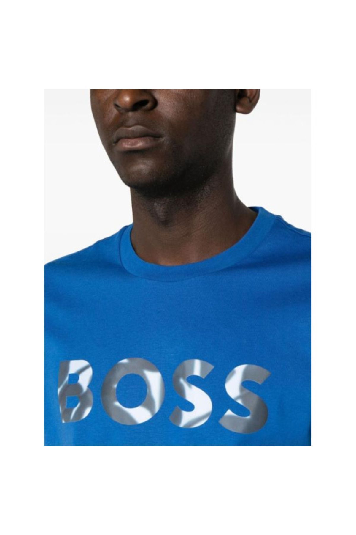تی شرت آبی مردانه آستین کوتاه مسطح تیشرت 423 BOSS