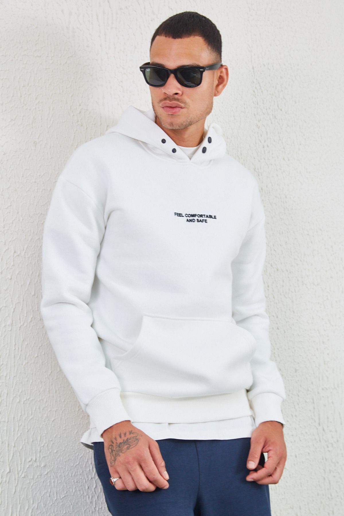 Toptan | Yüksek Baskılı Yakası Çıtçıt Detaylı Sweat