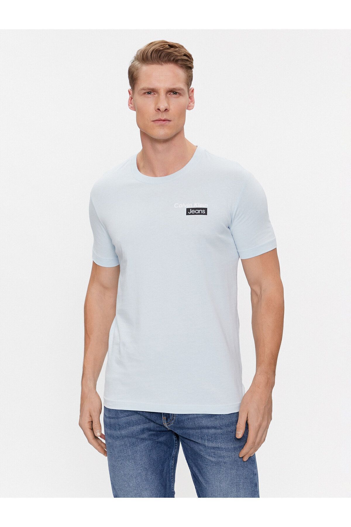 تی شرت مردانه آرم 100 ٪ پنبه آستین کوتاه ECRU J30J324647 Cyr Calvin Klein