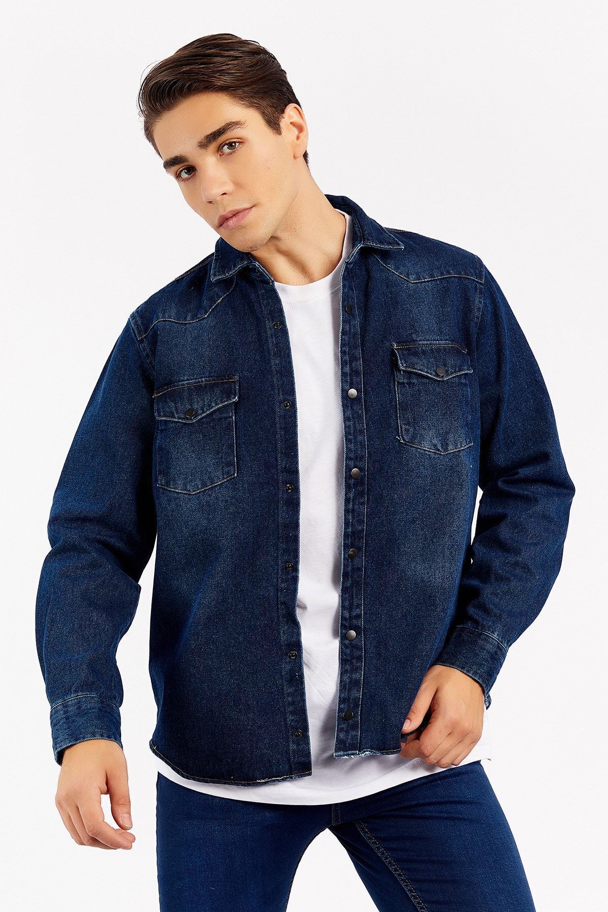 Koyu Mavi Denim Erkek Ceket | ME19W428001