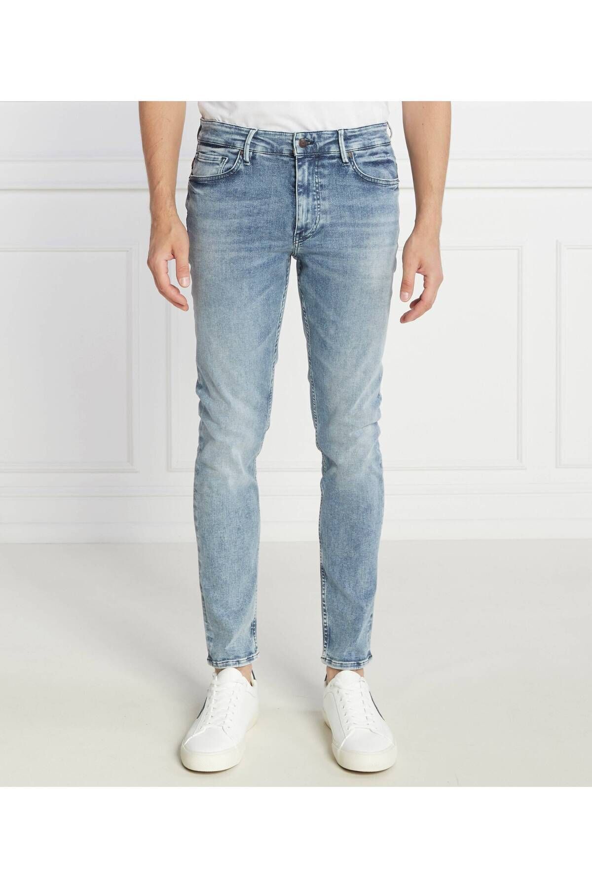 باس شلوار جین مردانه برند لوگو، نخی، فیت معمولی، آبی، 50502266-435