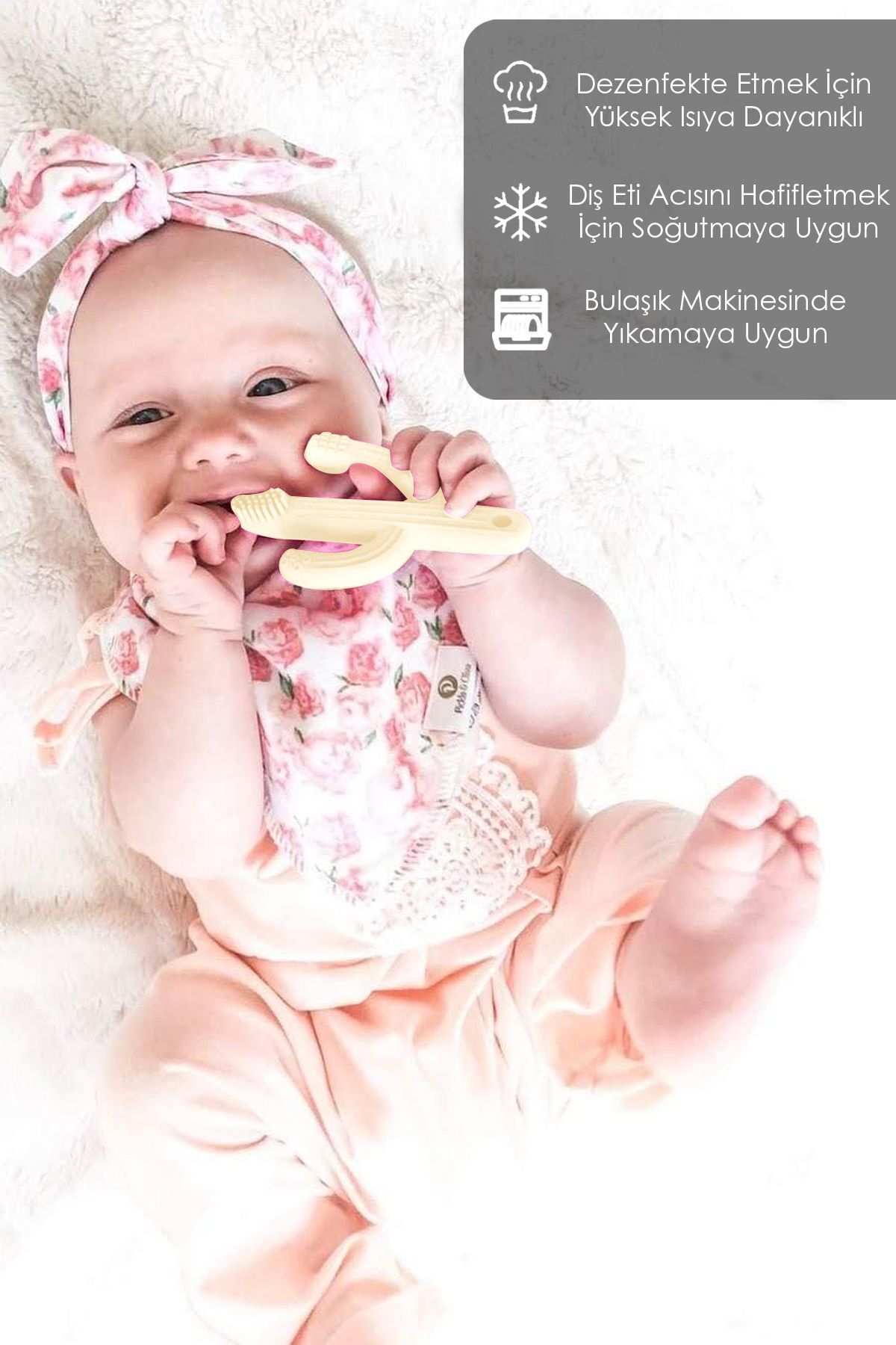 Meleni Baby Kaktüs Bebek Diş Kaşıyıcı - Bebek Diş Kaşıma Dişlik Bej fotoğrafı 3 (önizleme)