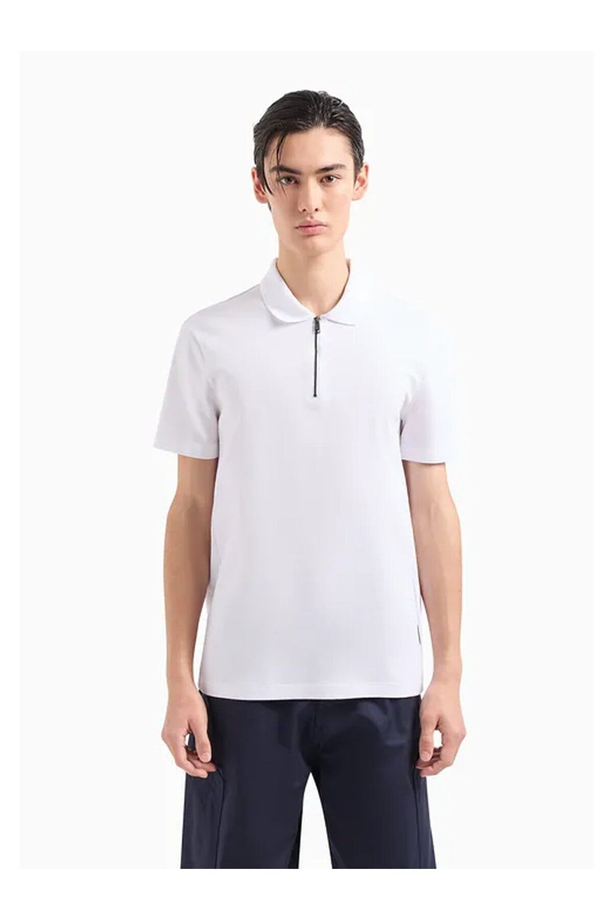 آرمانی اکسچنج پولو شرت مردانه اسلیم فیت، آستین کوتاه، سفید، 3DZFHY، ZJXSZ-AE1100