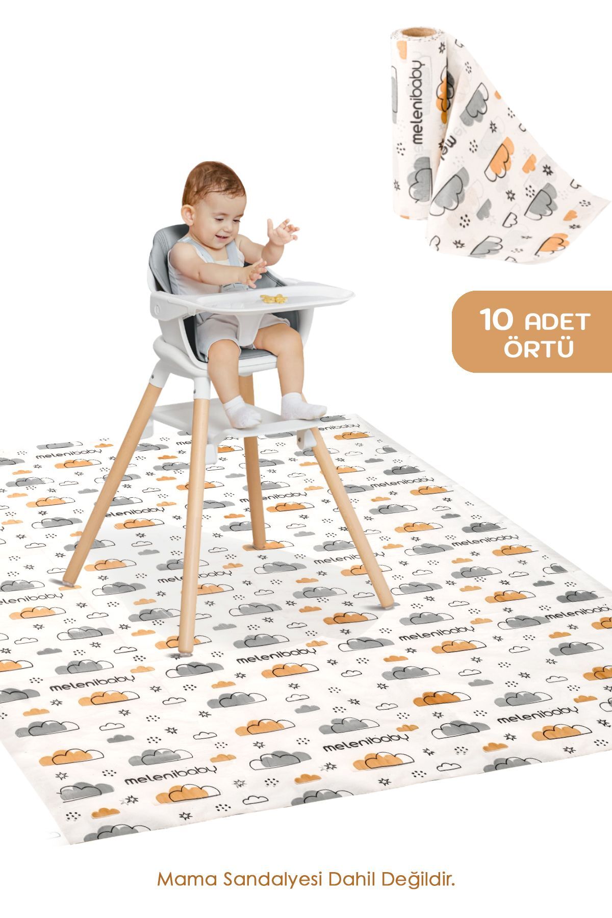 Meleni Baby 1 Paket 10 Adet Kullan At Çocuk Aktivite Örtüsü - Mama Sandalye Altı Bebek Ek Gıda Örtüsü Alt Açma