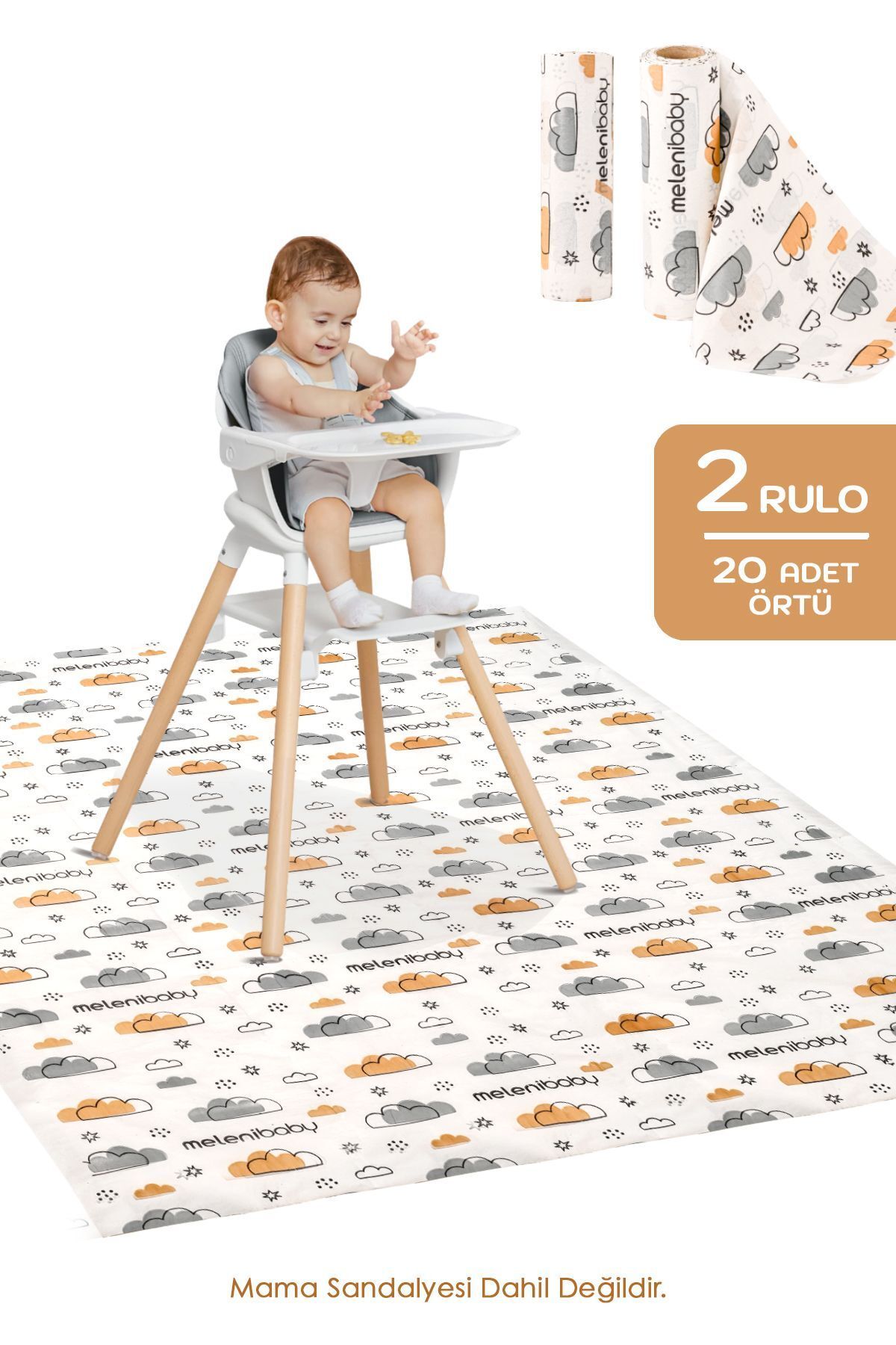 2'li Paket 20 Adet Kullan At Aktivite Örtüsü - Mama Sandalyesi Altı Bebek Ek Gıda Örtüsü Alt Açma