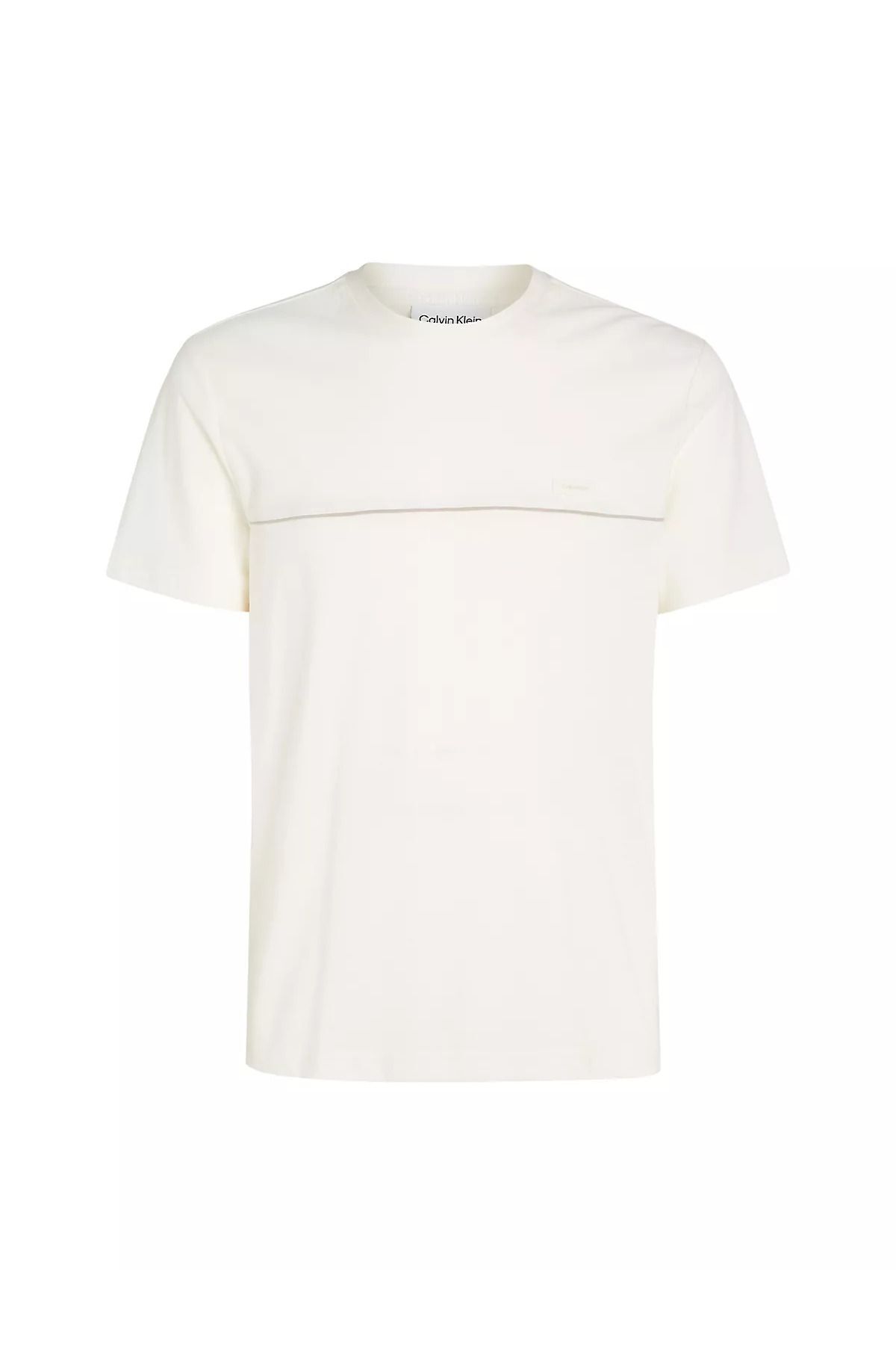 تی شرت سفید مردانه آستین کوتاه یقه بافندگی روزانه K10K112516 yah Calvin Klein