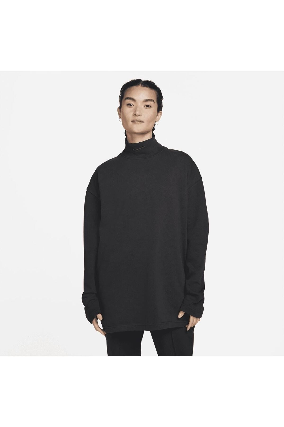 Nike-Sportswear Oversize Funnel-neck Fleece Hoodie Unisex Wide Cut Sweatshirt Dr7844-010 3