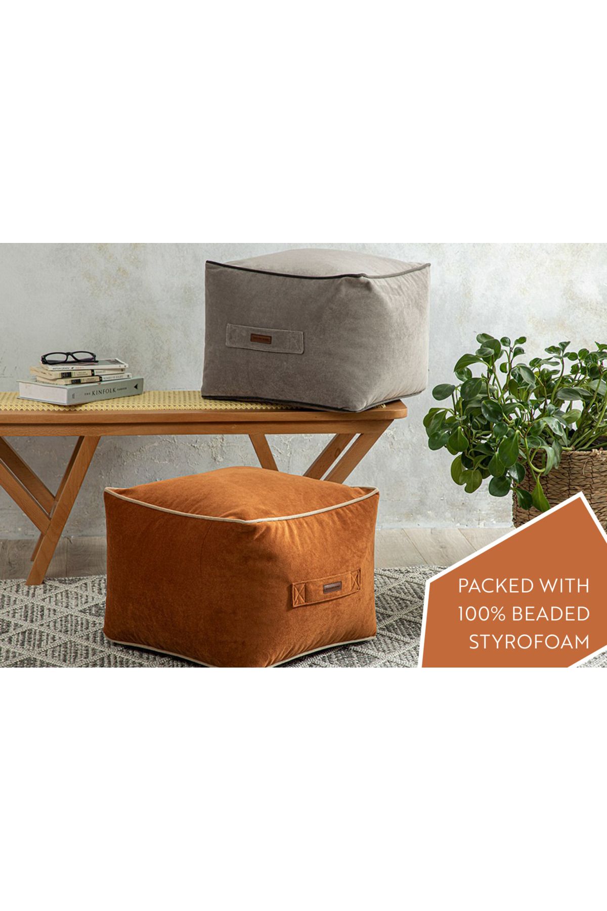 English Home-Pouf Hocker | Quadratischer Pouf | Hochwertiger Hocker | Pflegeleichter Pouf | Pouf Hocker fürs Wohnen 5