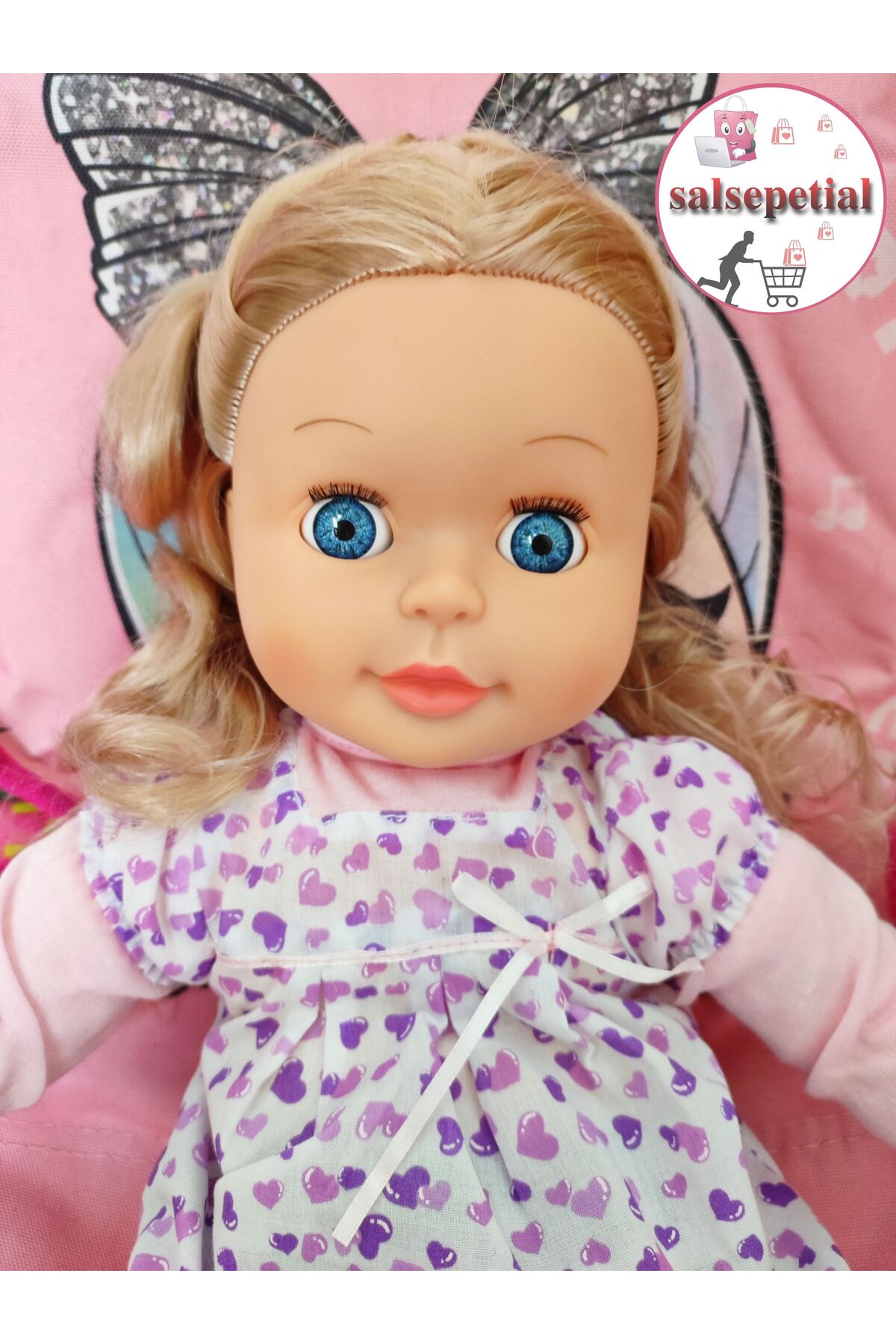 Salsepetial Büyük Boy Türkçe Konuşan Et Bez Bebek 50cm 16 Soruya 70 Farklı Cevap Veren Şarkı Söyleyen Bebek 50cm fotoğrafı 3 (önizleme)