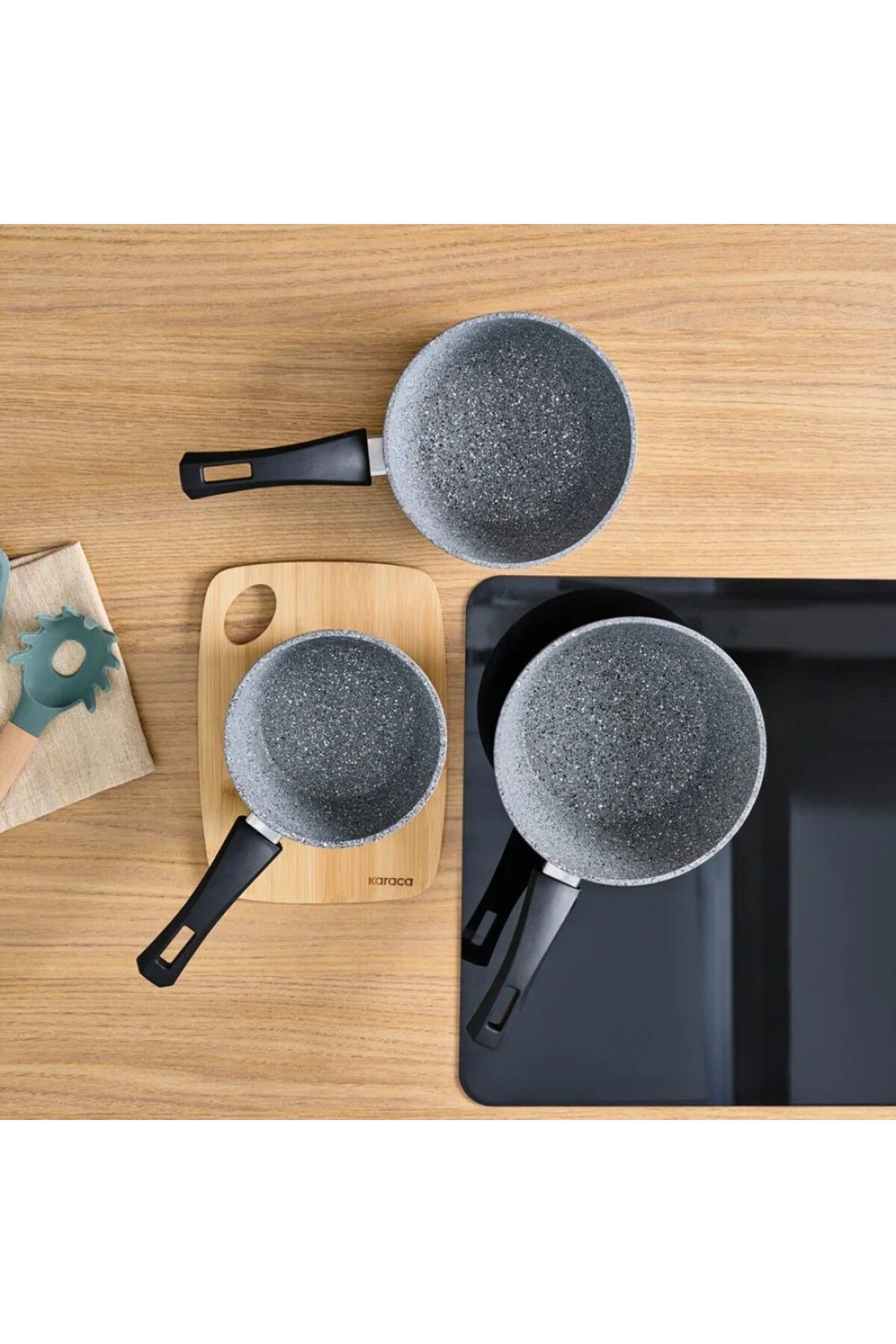 Karaca-Gris Biogranit Induktions Milchtopf-Set, 3-teilig 5