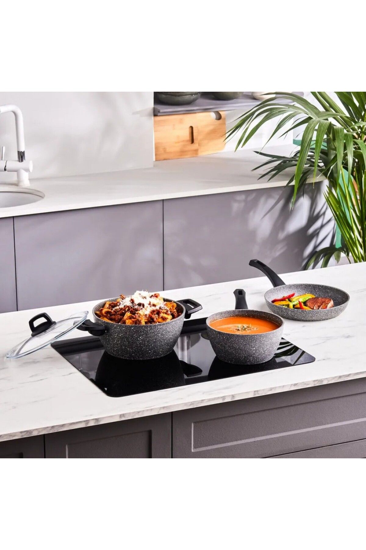 Karaca-Gris Biogranite Kochgeschirr-Set, 5-teilig 4