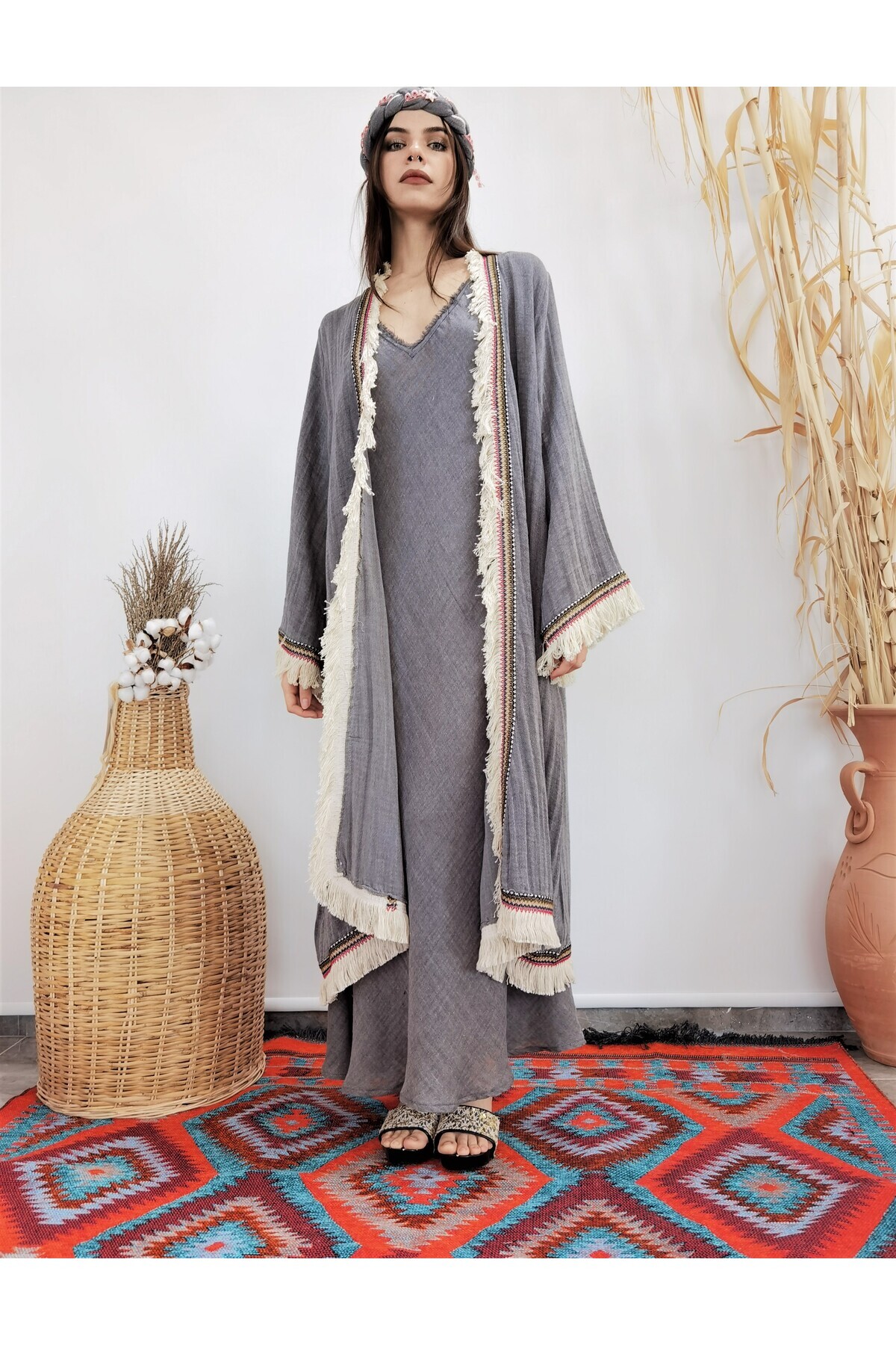 ASIAN Boho Style Cotton Design Kaftan