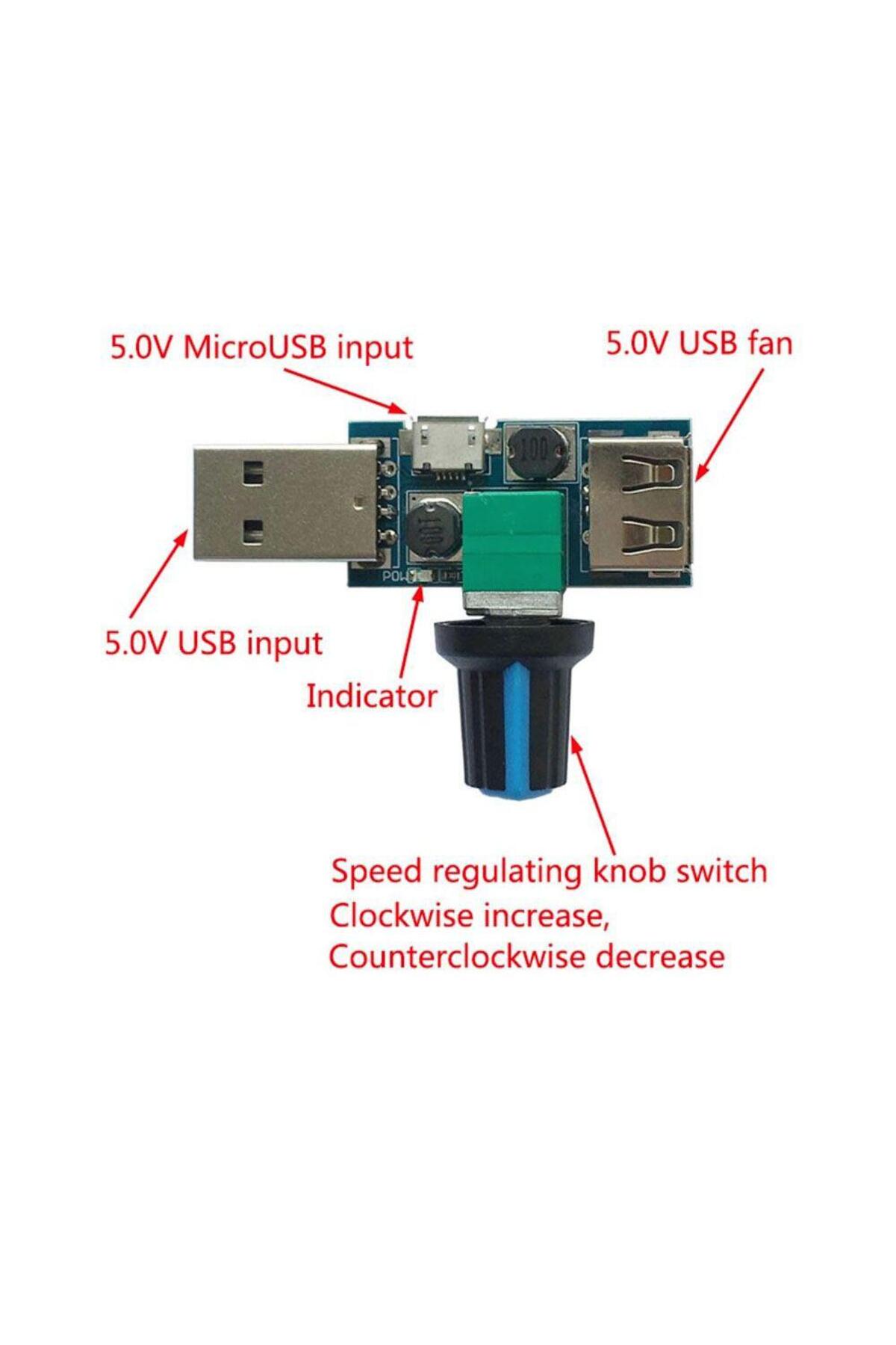 USB Fan Hız Kontrol Sürücüsü Regülatör Modülü DC 4-12V to 2.5-8V 5W 4