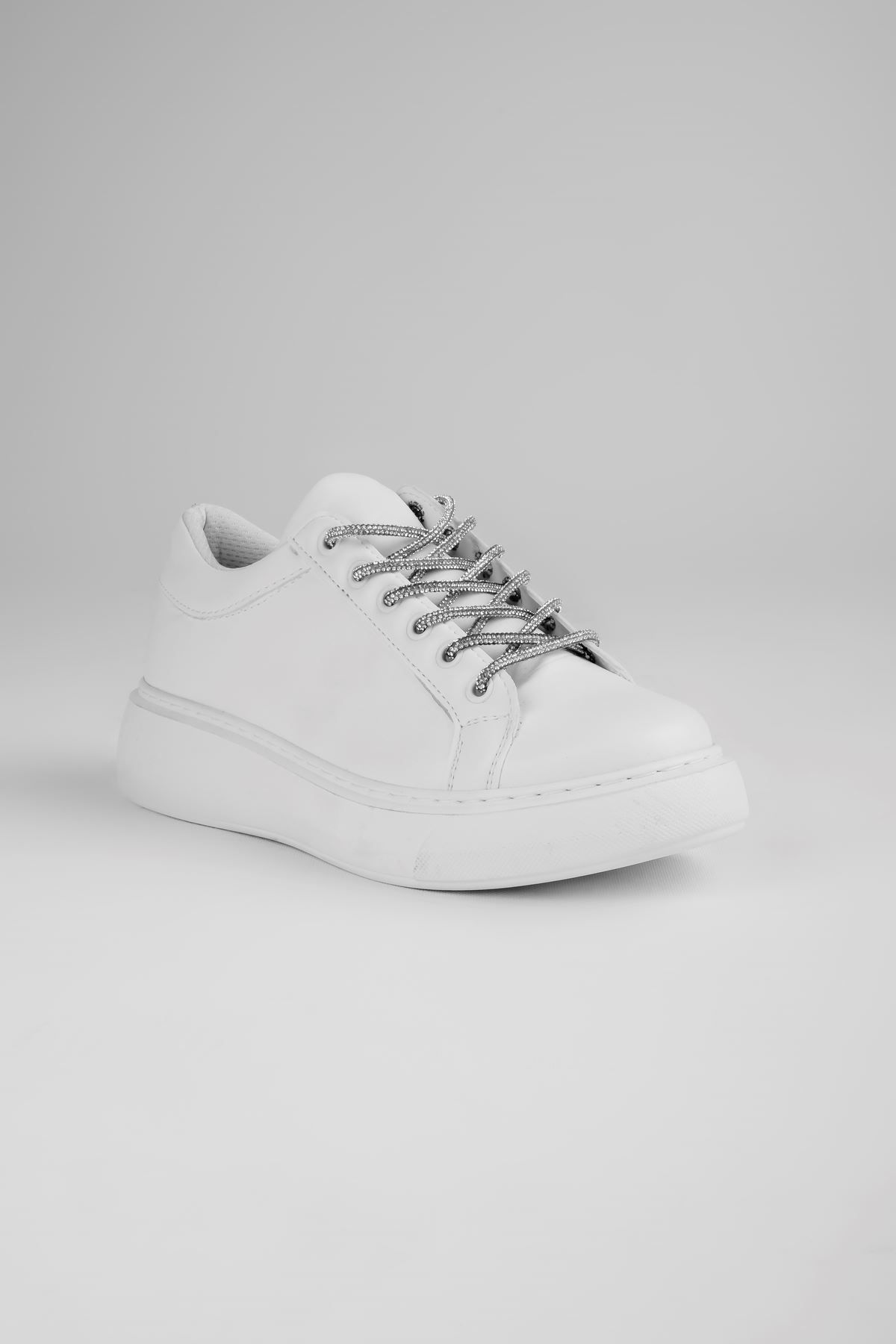 Lal Shoes & Bags-Pantofi sport pentru damă Stoned Jamper cu șireturi - alb 2