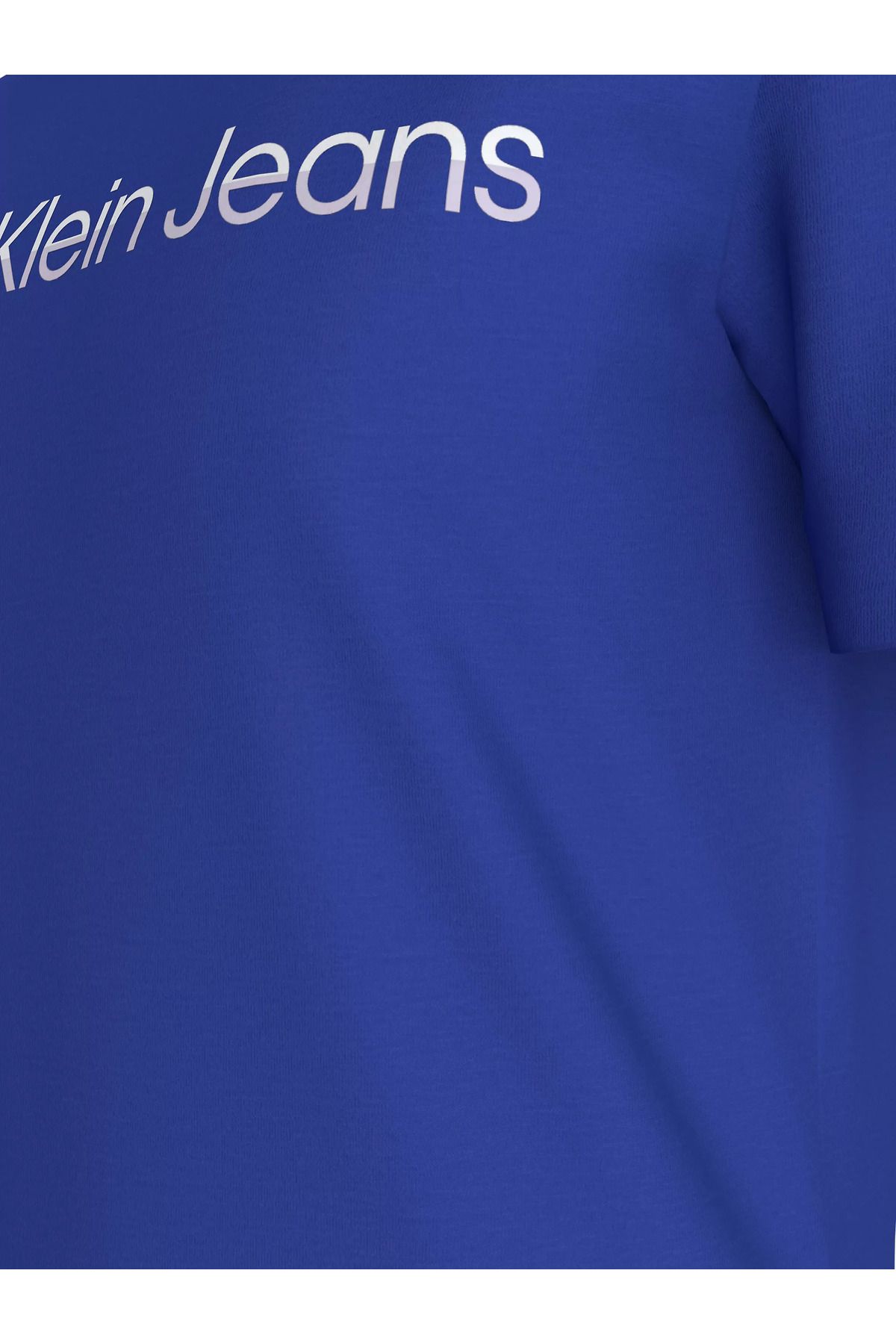 تی شرت آبی مردانه یقه دوچرخه برند بزرگ آرم ARM Blue J30J325676 C86 Calvin Klein